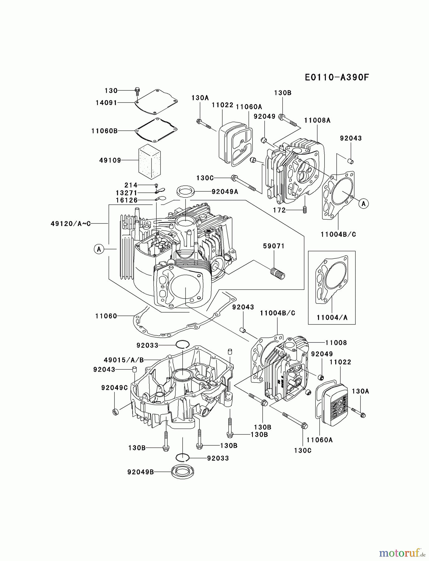 Kawasaki Motoren Motoren Vertikal FA210V - AS02 bis FH641V - DS24 FH641V-CS06 - Kawasaki FH641V 4-Stroke Engine CYLINDER/CRANKCASE