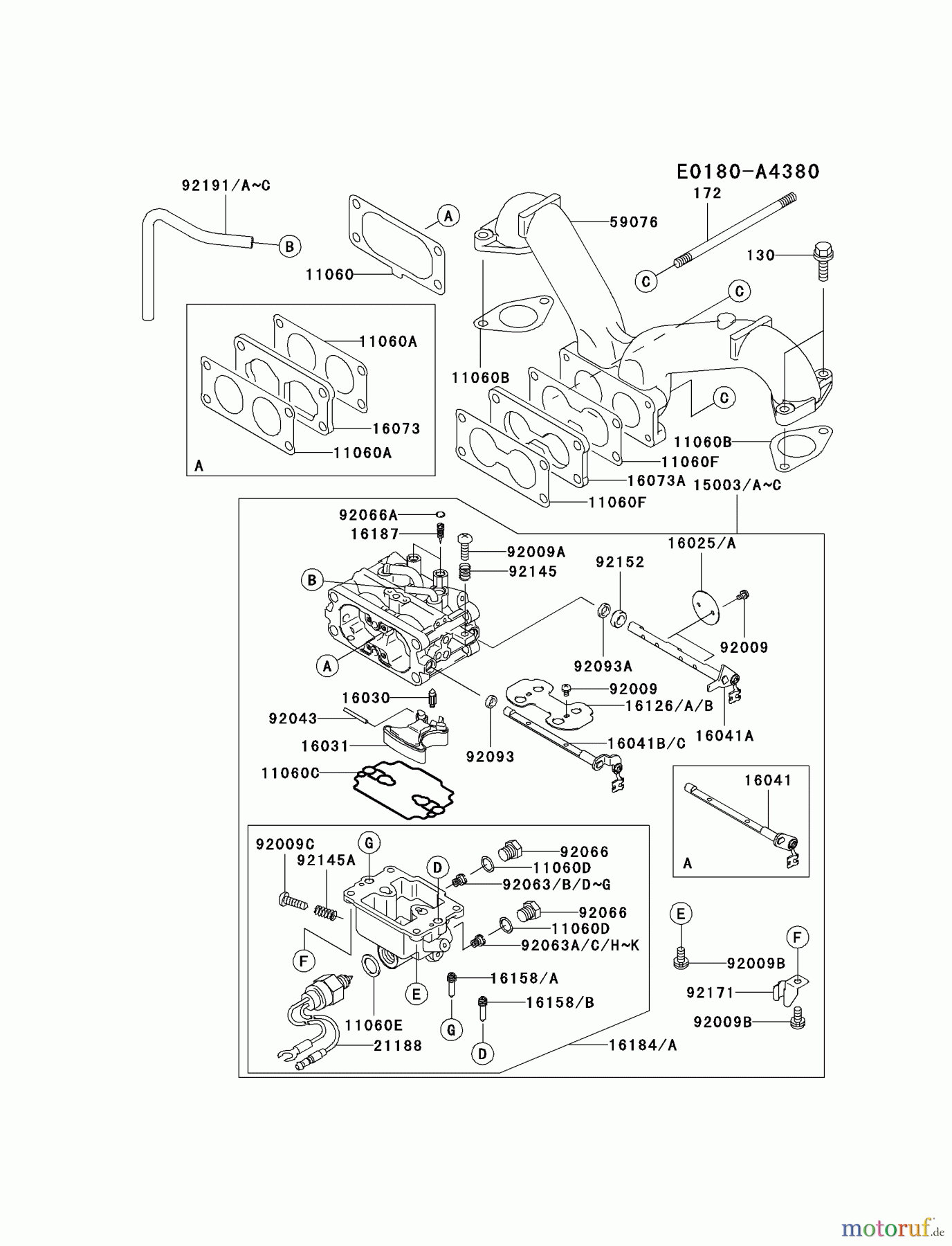 Kawasaki Motoren Motoren Vertikal FA210V - AS02 bis FH641V - DS24 FH641V-BS08 - Kawasaki FH641V 4-Stroke Engine CARBURETOR #2