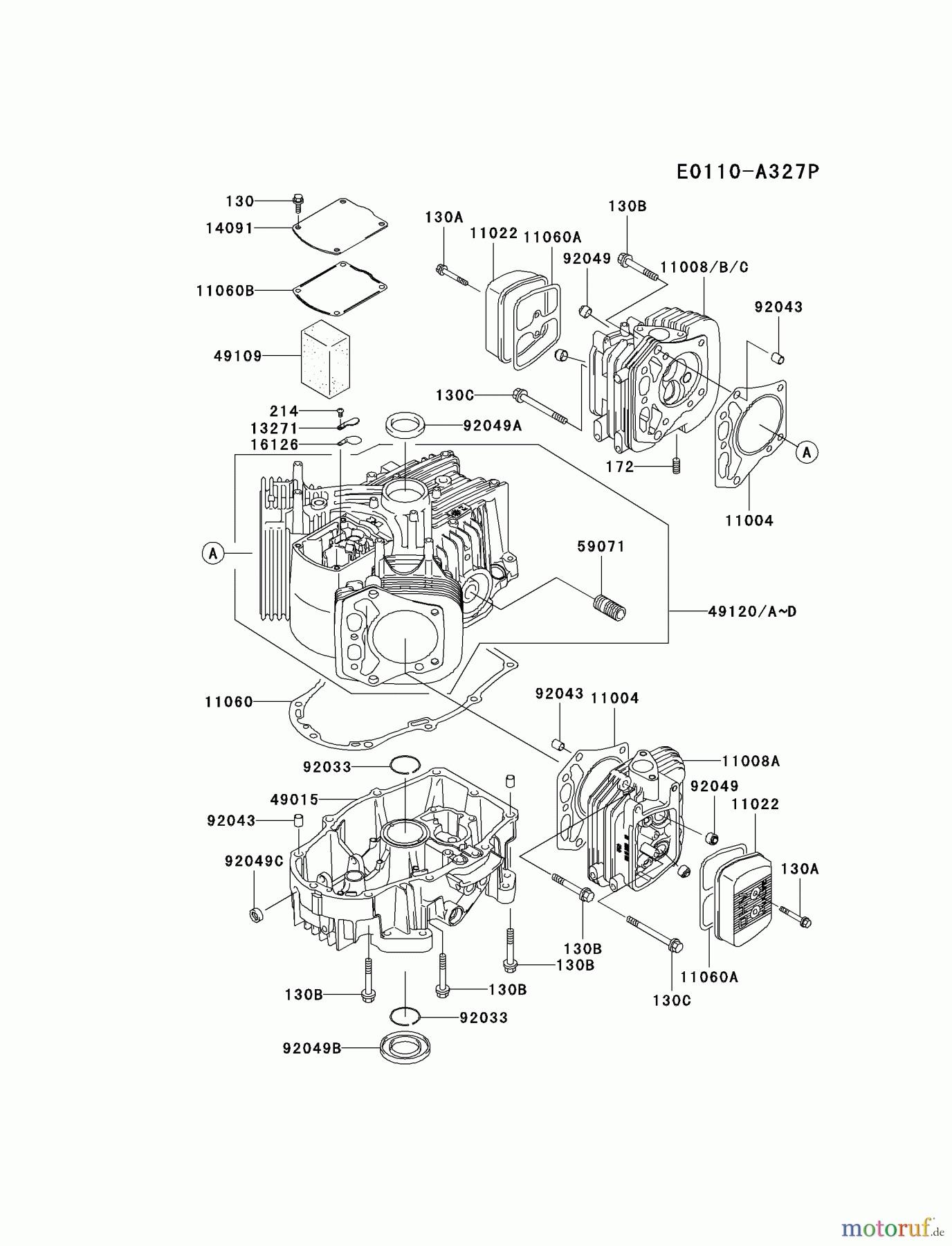 Kawasaki Motoren Motoren Vertikal FA210V - AS02 bis FH641V - DS24 FH641V-BS09 - Kawasaki FH641V 4-Stroke Engine CYLINDER/CRANKCASE