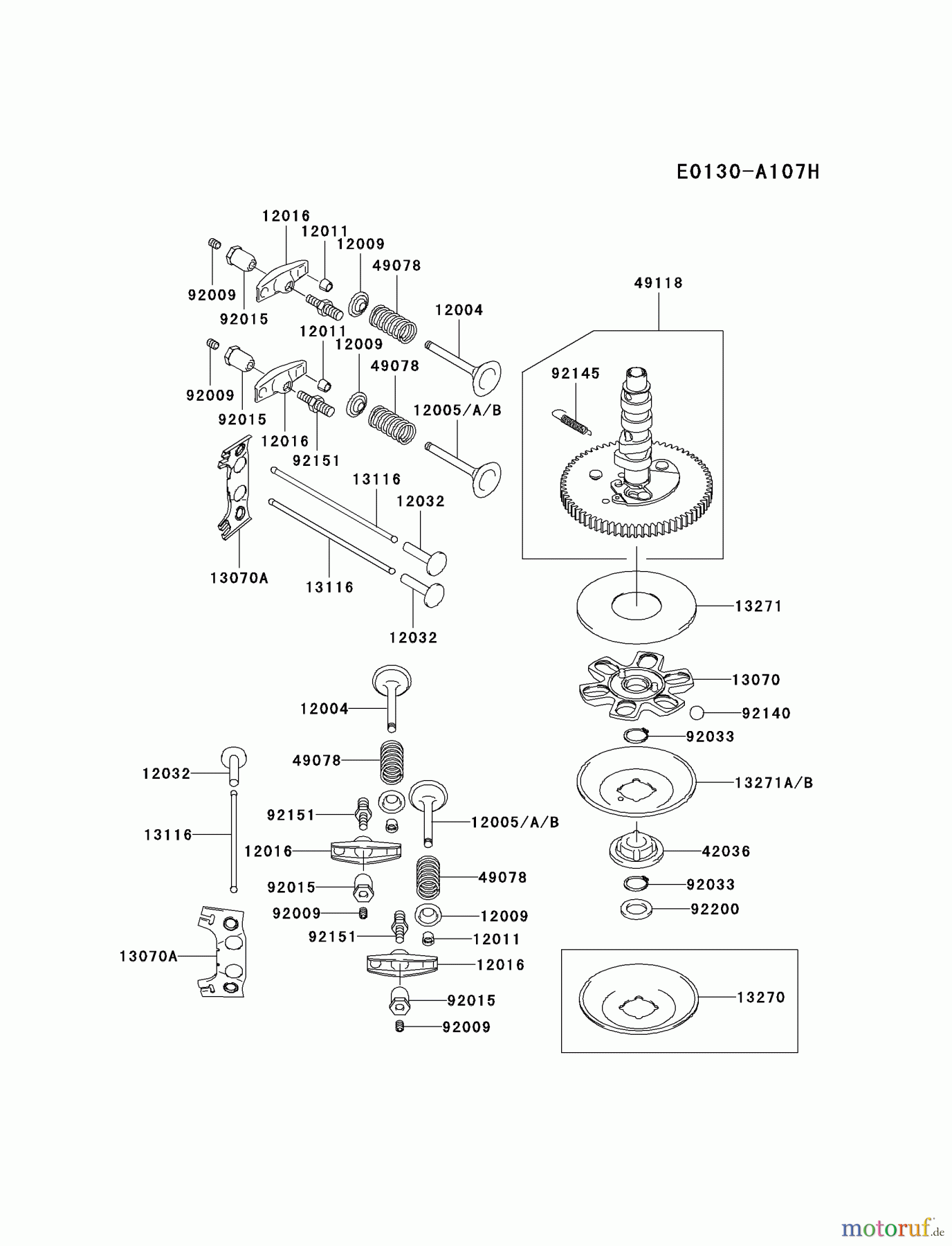 Kawasaki Motoren Motoren Vertikal FA210V - AS02 bis FH641V - DS24 FH641V-BS12 - Kawasaki FH641V 4-Stroke Engine VALVE/CAMSHAFT