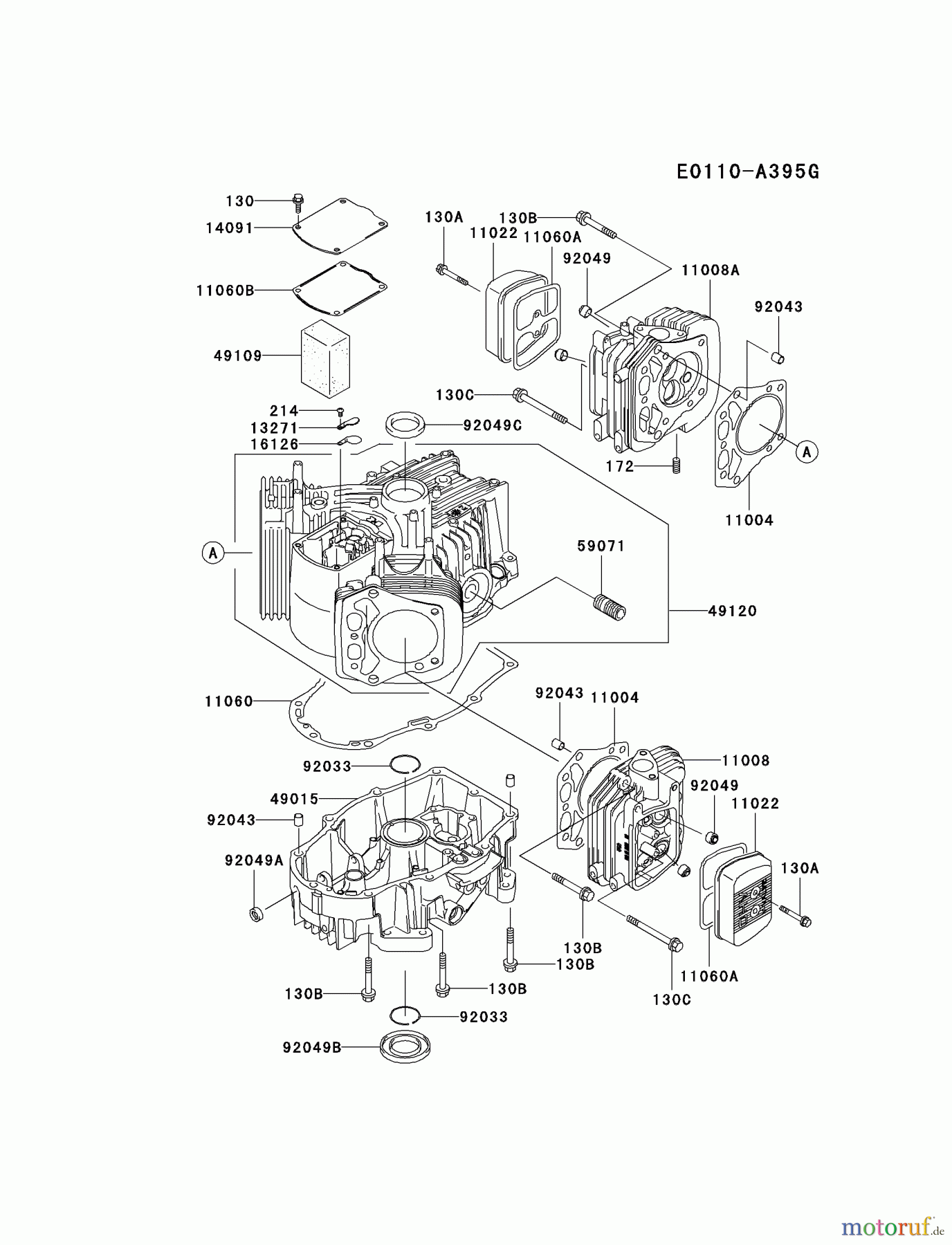 Kawasaki Motoren Motoren Vertikal FA210V - AS02 bis FH641V - DS24 FH641V-BS17 - Kawasaki FH641V 4-Stroke Engine CYLINDER/CRANKCASE