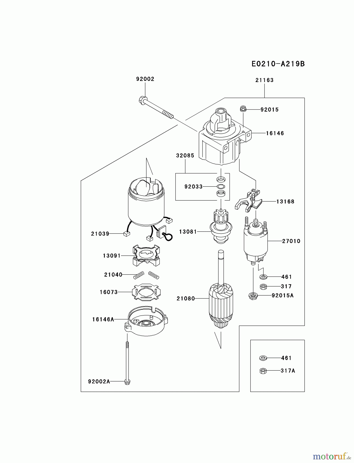 Kawasaki Motoren Motoren Vertikal FA210V - AS02 bis FH641V - DS24 FH641V-BS18 - Kawasaki FH641V 4-Stroke Engine STARTER