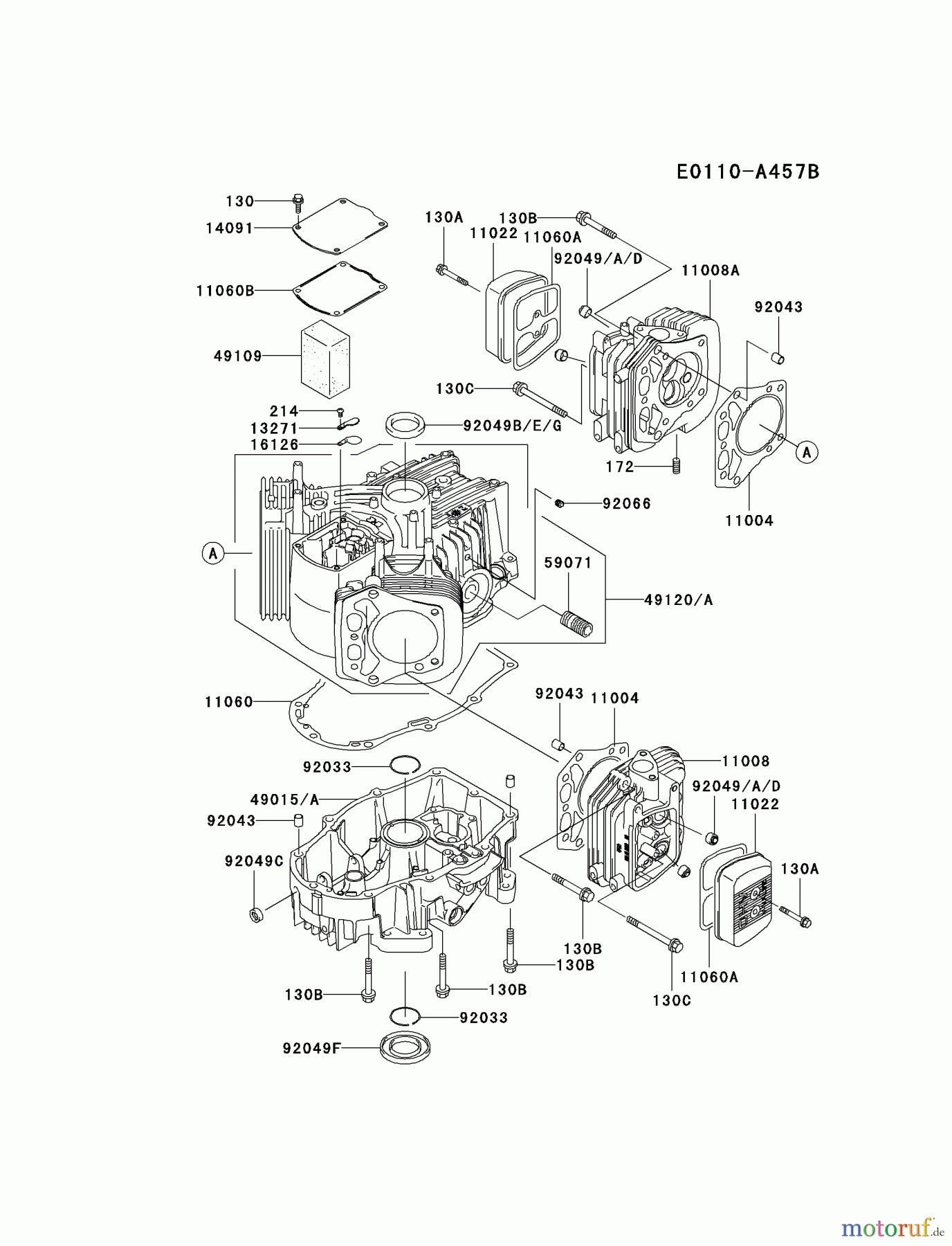 Kawasaki Motoren Motoren Vertikal FA210V - AS02 bis FH641V - DS24 FH641V-BS19 - Kawasaki FH641V 4-Stroke Engine CYLINDER/CRANKCASE