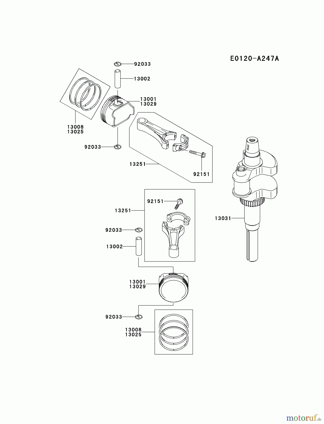  Kawasaki Motoren Motoren Vertikal FH641V - DS25 bis FS481V - BS13 FH721V-CS27 - Kawasaki FH721V 4-Stroke Engine PISTON/CRANKSHAFT