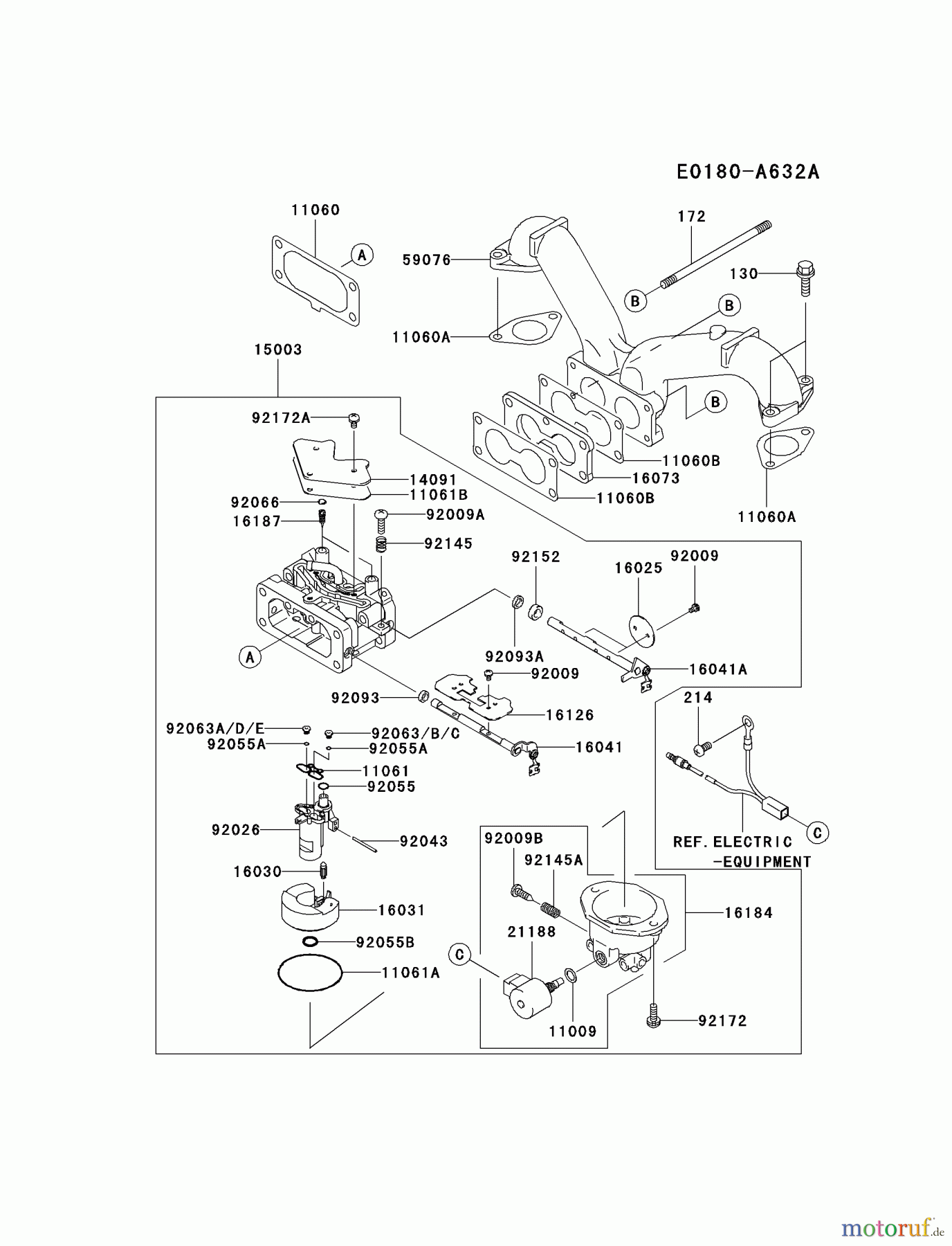 Kawasaki Motoren Motoren Vertikal FA210V - AS02 bis FH641V - DS24 FH601V-HS06 - Kawasaki FH601V 4-Stroke Engine CARBURETOR
