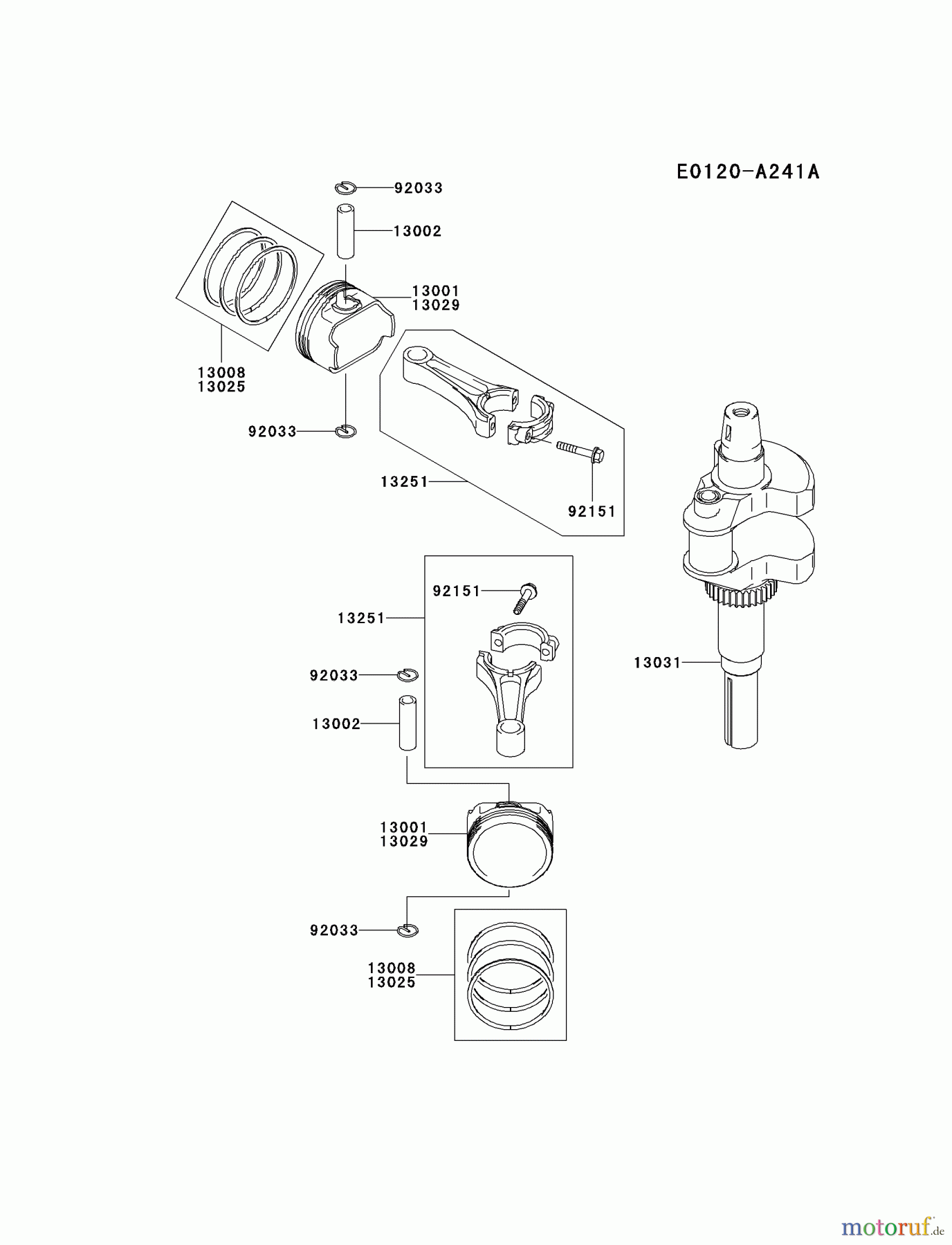 Kawasaki Motoren Motoren Vertikal FA210V - AS02 bis FH641V - DS24 FH601V-CS20 - Kawasaki FH601V 4-Stroke Engine PISTON/CRANKSHAFT
