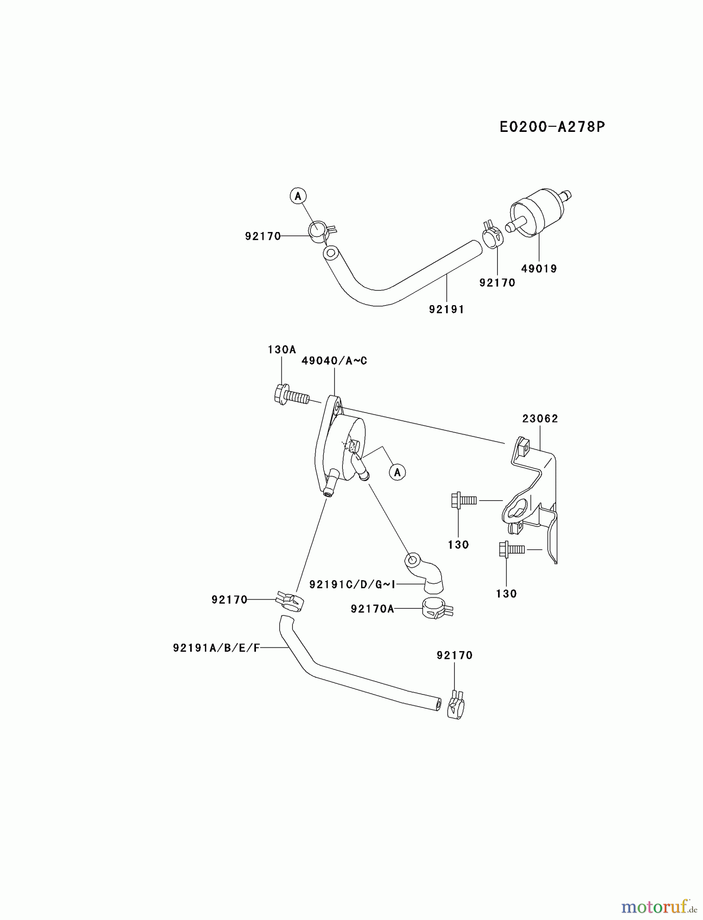 Kawasaki Motoren Motoren Vertikal FA210V - AS02 bis FH641V - DS24 FH601V-AS09 - Kawasaki FH601V 4-Stroke Engine FUEL-TANK/FUEL-VALVE