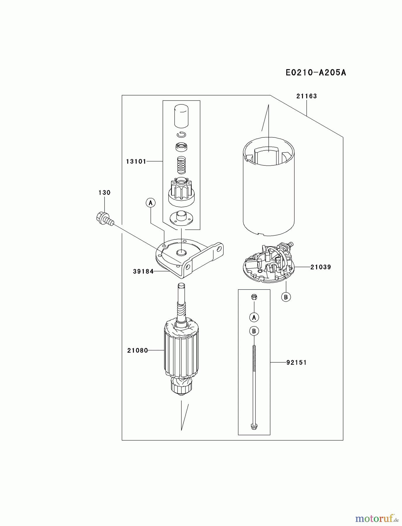 Kawasaki Motoren Motoren Vertikal FA210V - AS02 bis FH641V - DS24 FH580V-CS24 - Kawasaki FH580V 4-Stroke Engine STARTER
