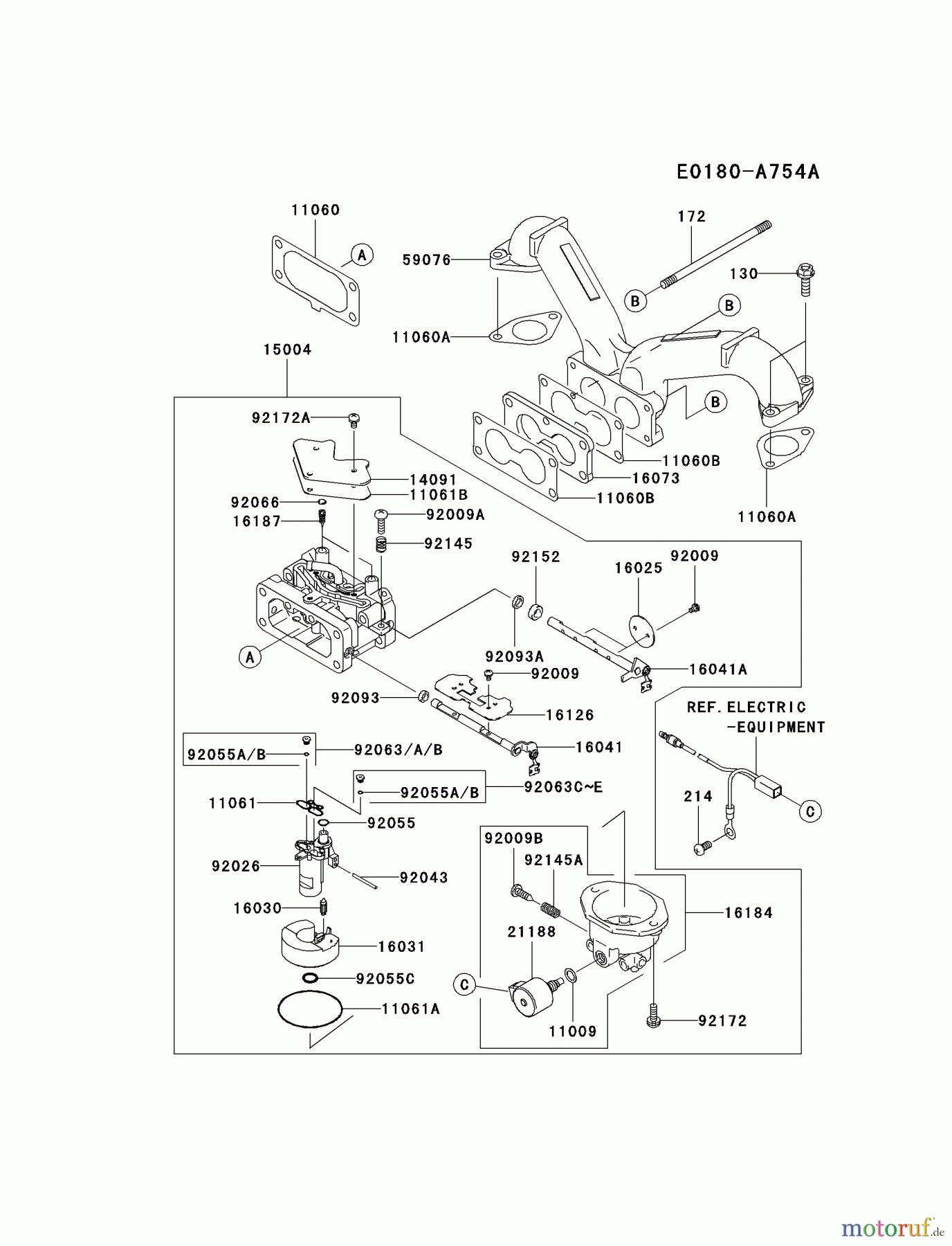 Kawasaki Motoren Motoren Vertikal FA210V - AS02 bis FH641V - DS24 FH641V-CW05 - Kawasaki FH641V 4-Stroke Engine CARBURETOR #1