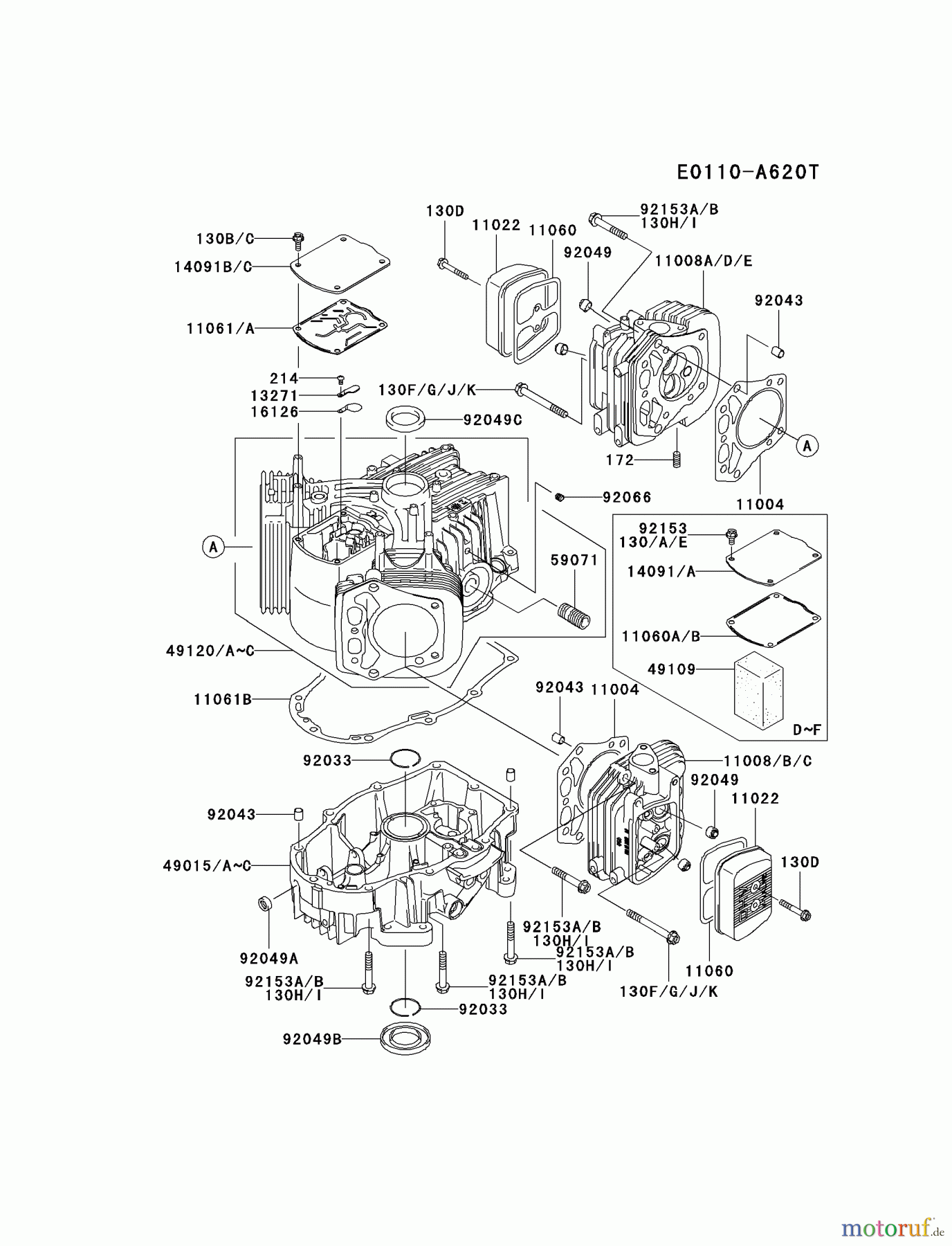 Kawasaki Motoren Motoren Vertikal FA210V - AS02 bis FH641V - DS24 FH641V-DS05 - Kawasaki FH641V 4-Stroke Engine CYLINDER/CRANKCASE #1