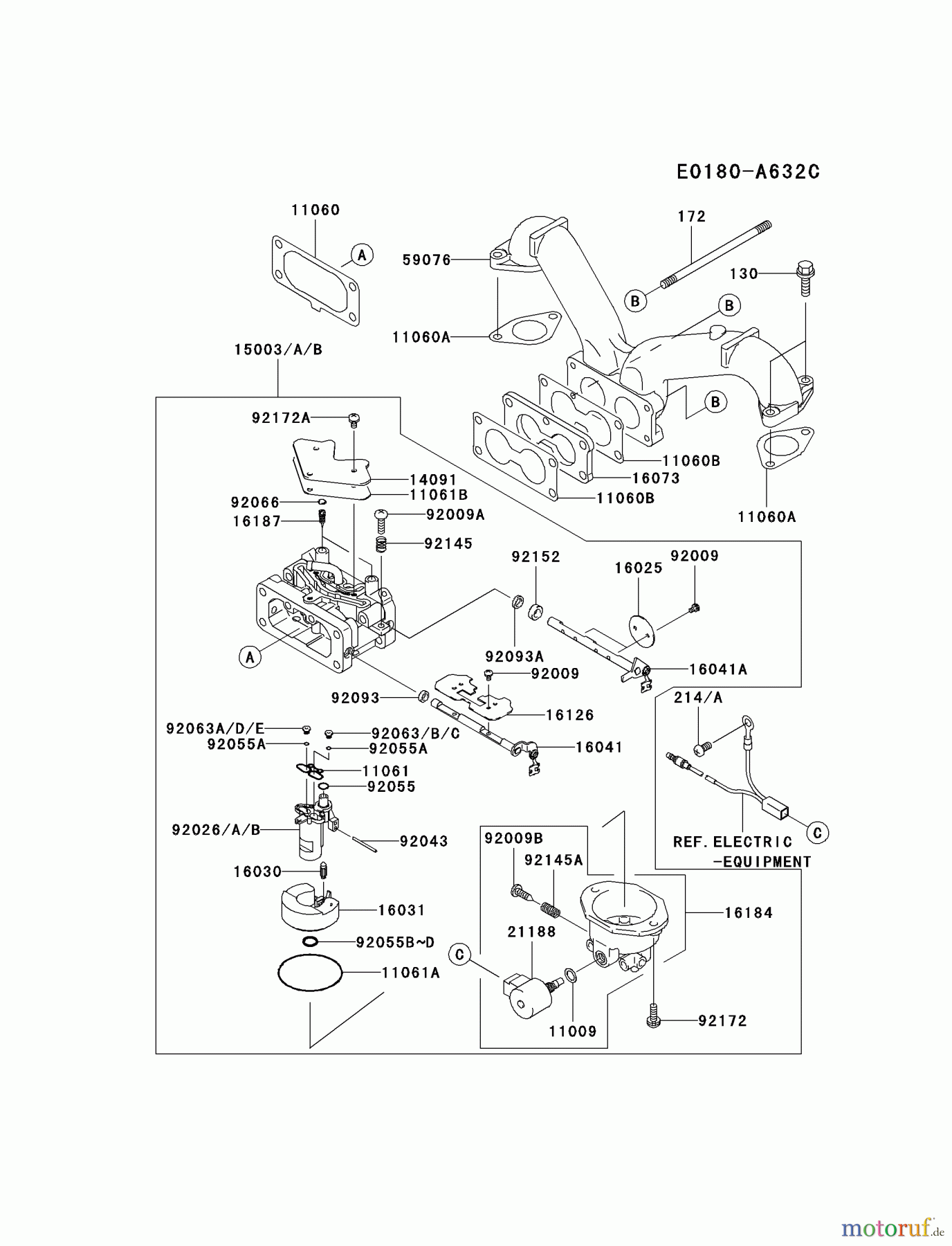  Kawasaki Motoren Motoren Vertikal FA210V - AS02 bis FH641V - DS24 FH641V-CS15 - Kawasaki FH641V 4-Stroke Engine CARBURETOR #1