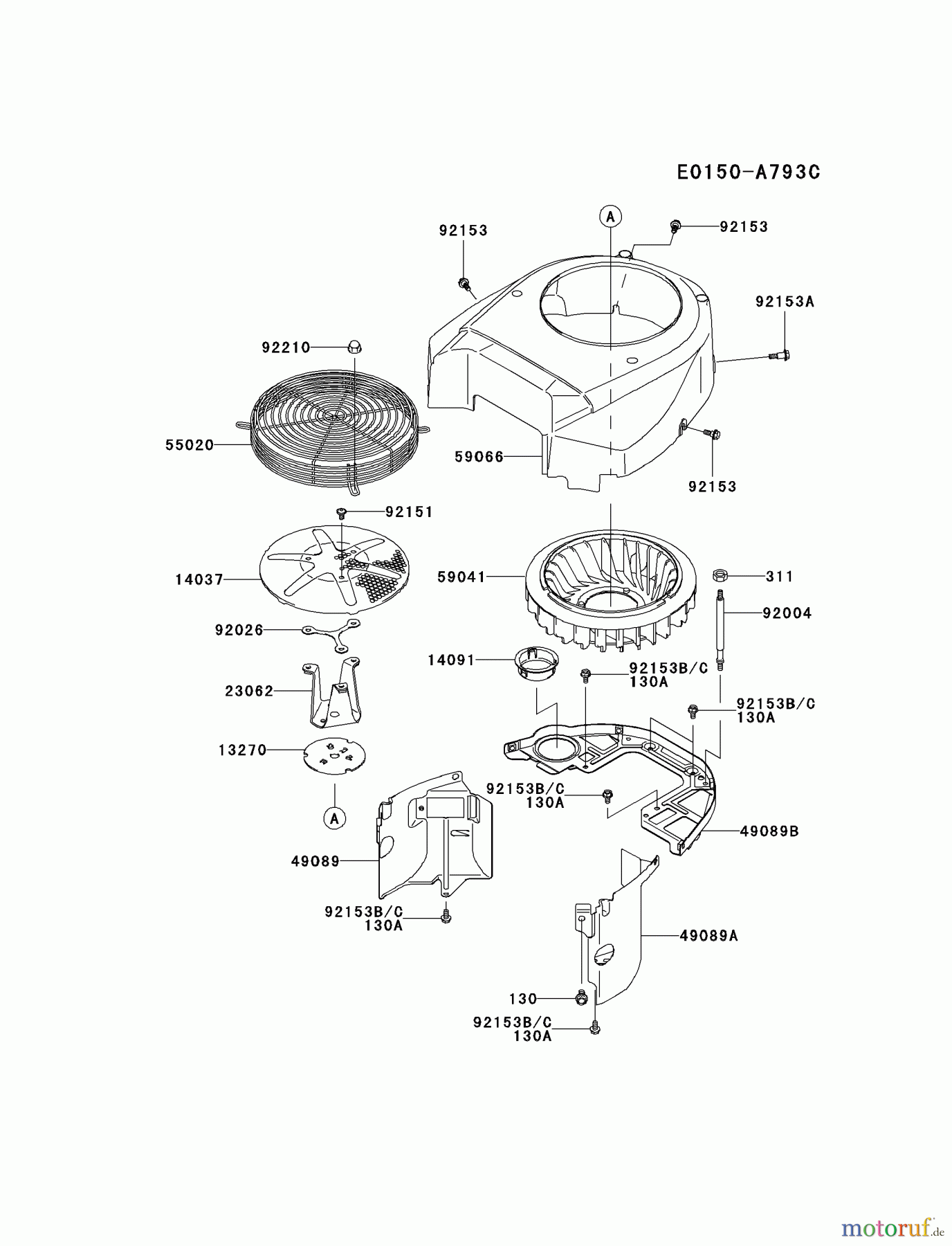 Kawasaki Motoren Motoren Vertikal FA210V - AS02 bis FH641V - DS24 FH641V-DS24 - Kawasaki FH641V 4-Stroke Engine COOLING-EQUIPMENT
