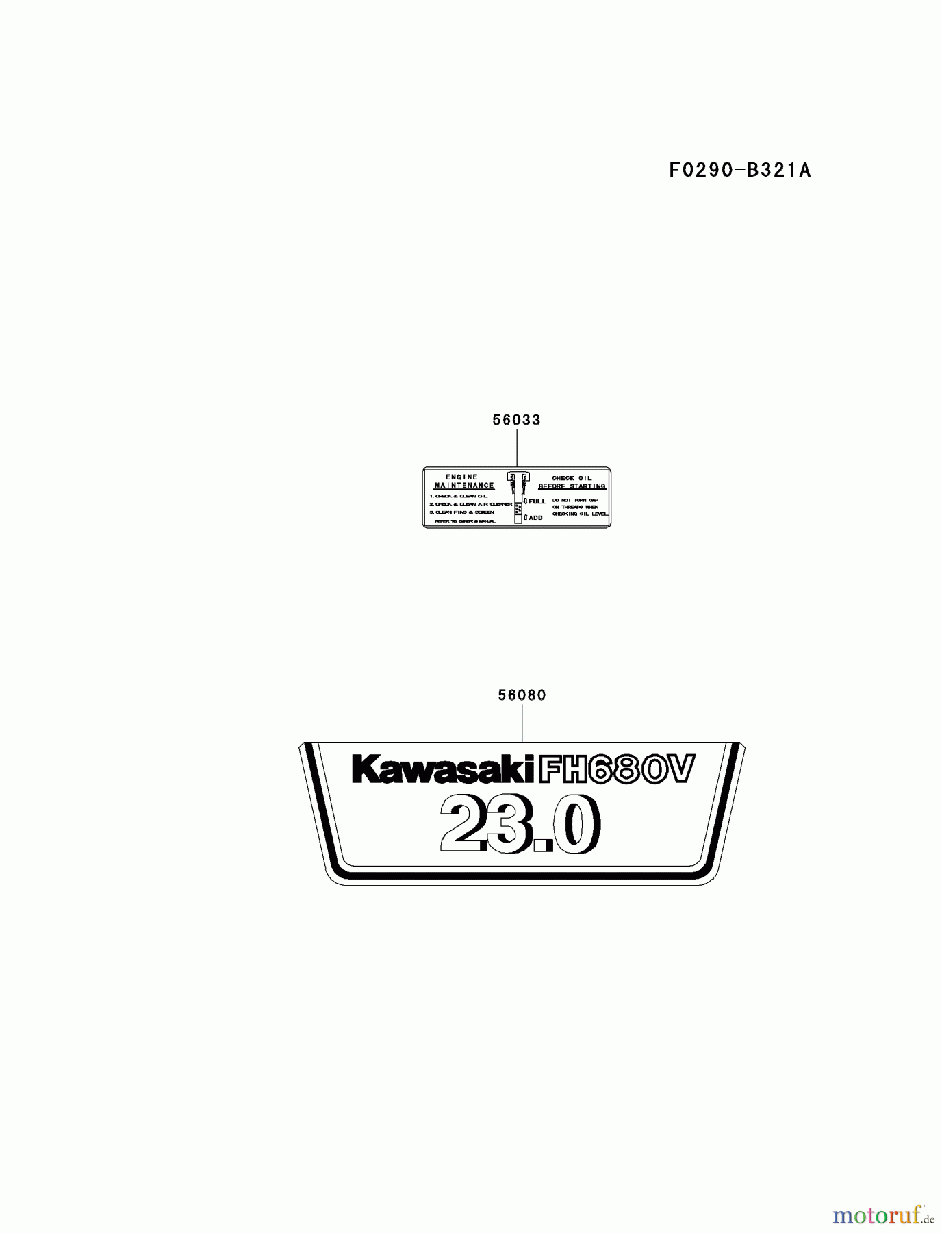  Kawasaki Motoren Motoren Vertikal FH641V - DS25 bis FS481V - BS13 FH680V-FS08 - Kawasaki FH680V 4-Stroke Engine LABEL