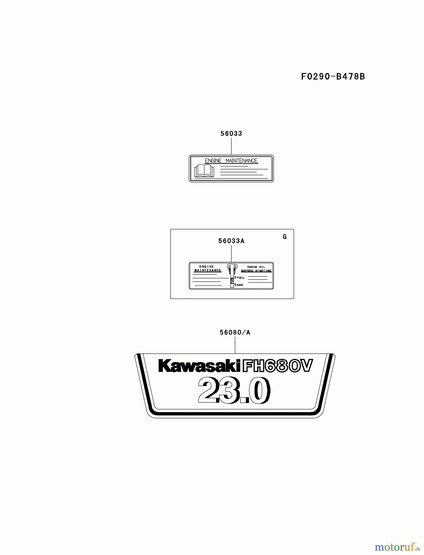  Kawasaki Motoren Motoren Vertikal FH641V - DS25 bis FS481V - BS13 FH680V-HS12 - Kawasaki FH680V 4-Stroke Engine LABEL