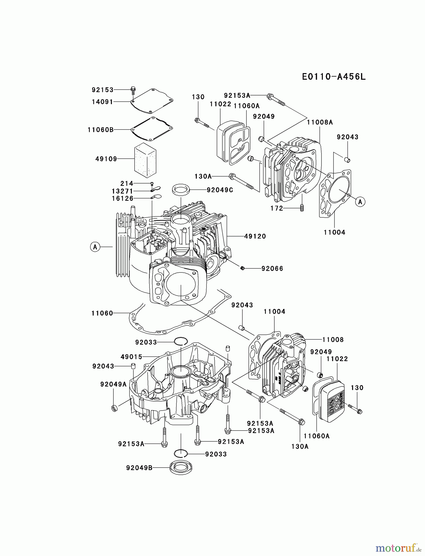  Kawasaki Motoren Motoren Vertikal FH641V - DS25 bis FS481V - BS13 FH721V-AW00 - Kawasaki FH721V 4-Stroke Engine CYLINDER/CRANKCASE