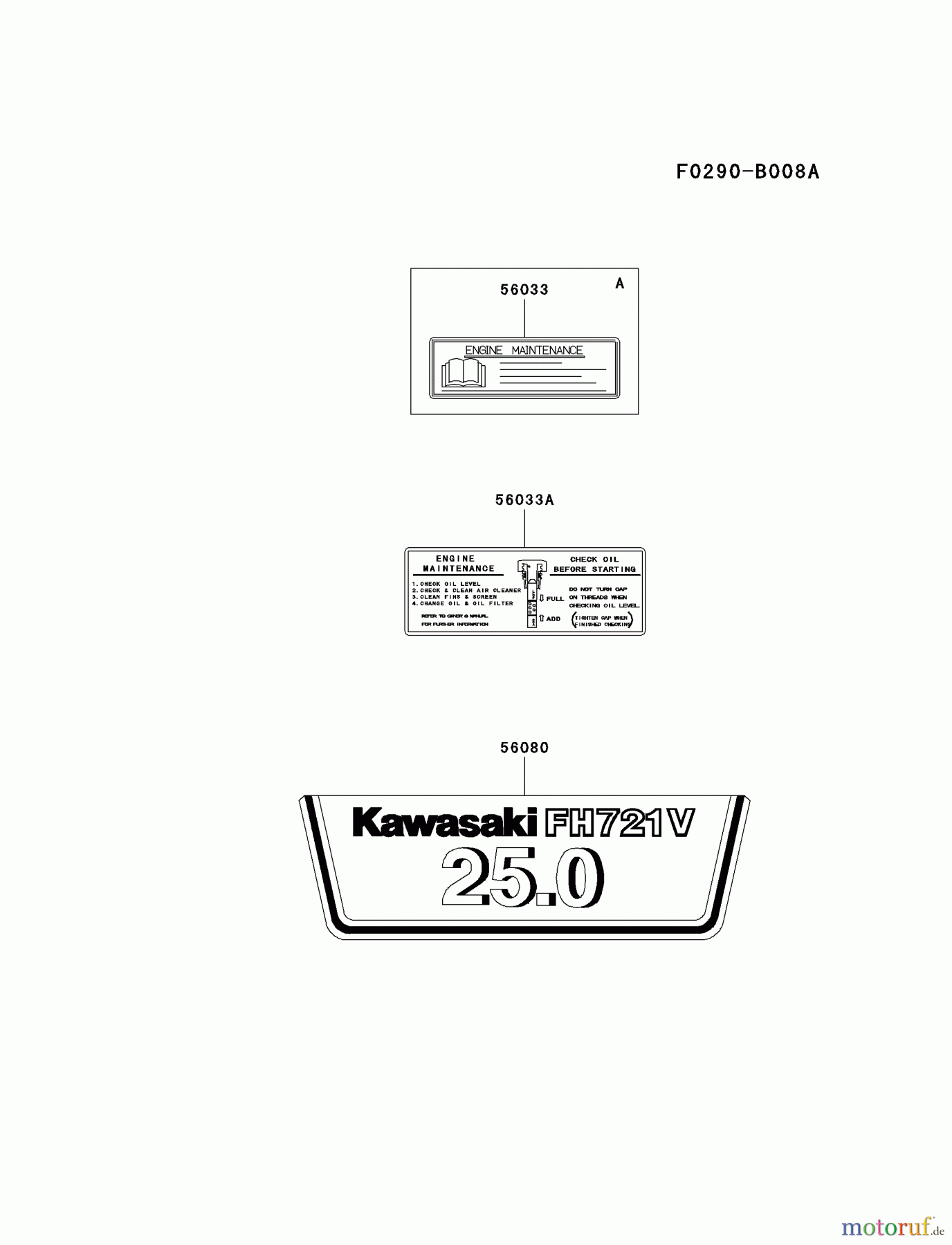  Kawasaki Motoren Motoren Vertikal FH641V - DS25 bis FS481V - BS13 FH721V-AS05 - Kawasaki FH721V 4-Stroke Engine LABEL