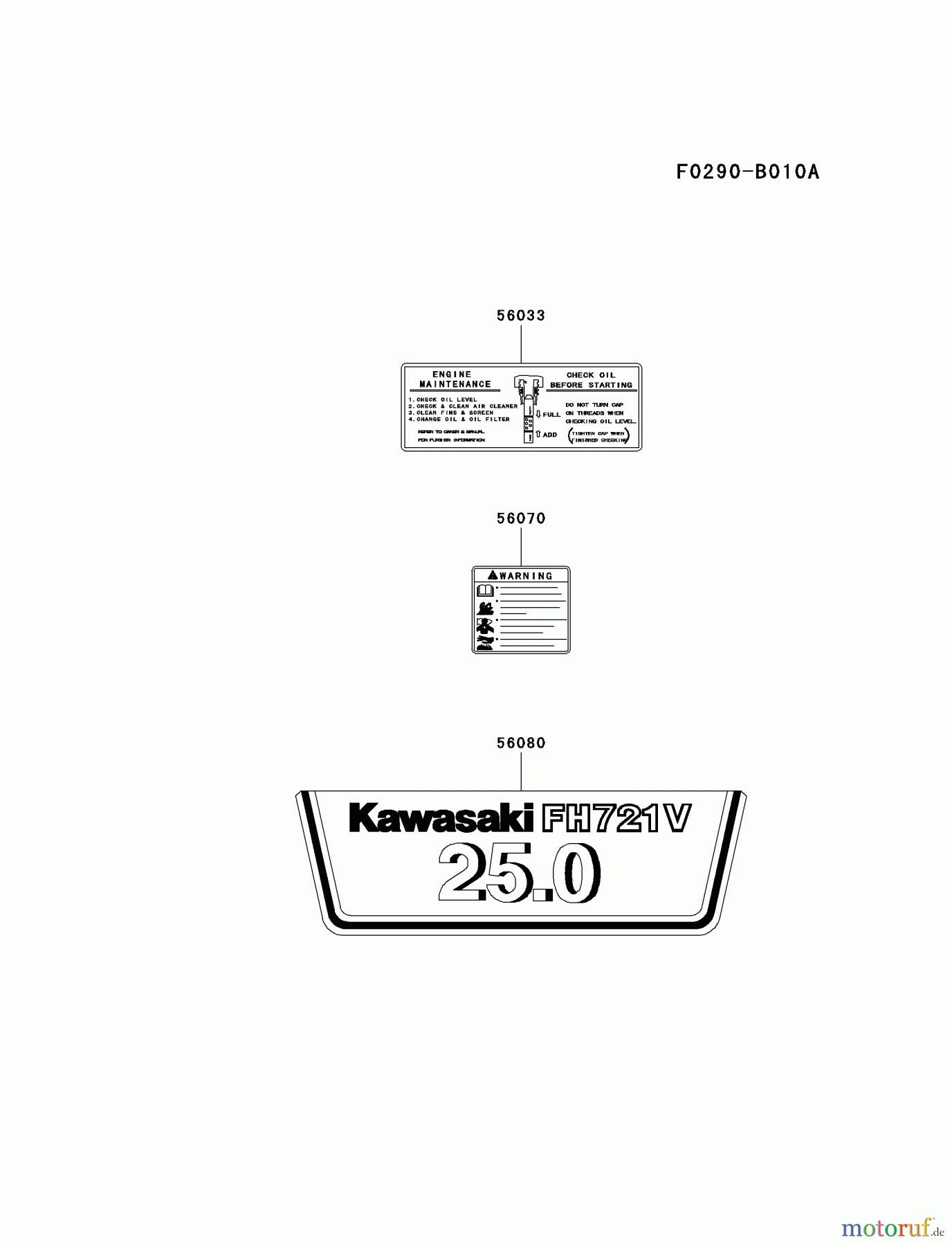  Kawasaki Motoren Motoren Vertikal FH641V - DS25 bis FS481V - BS13 FH721V-BS21 - Kawasaki FH721V 4-Stroke Engine LABEL