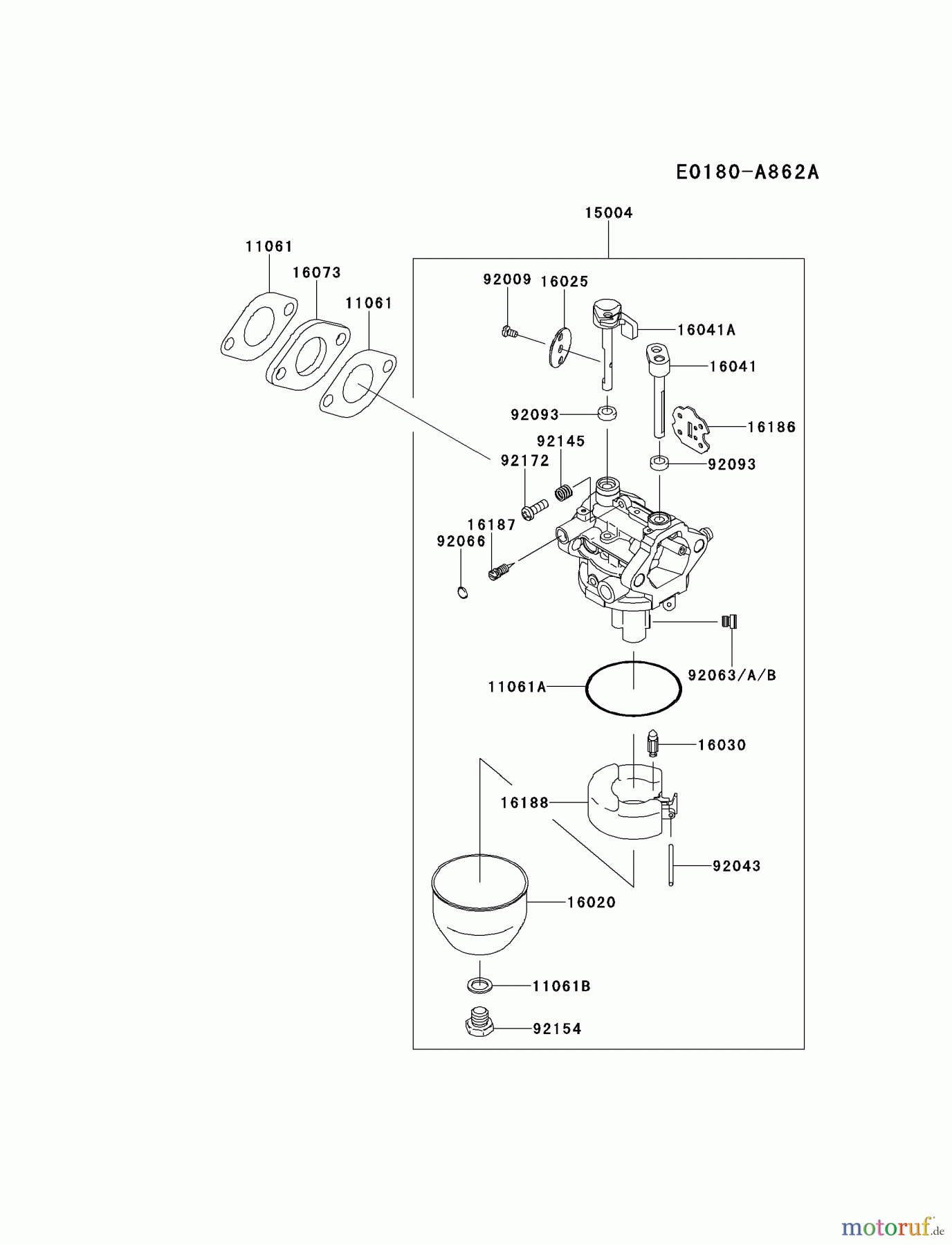  Kawasaki Motoren Motoren Vertikal FH641V - DS25 bis FS481V - BS13 FJ180V-AM01 - Kawasaki FJ180V 4-Stroke Engine CARBURETOR