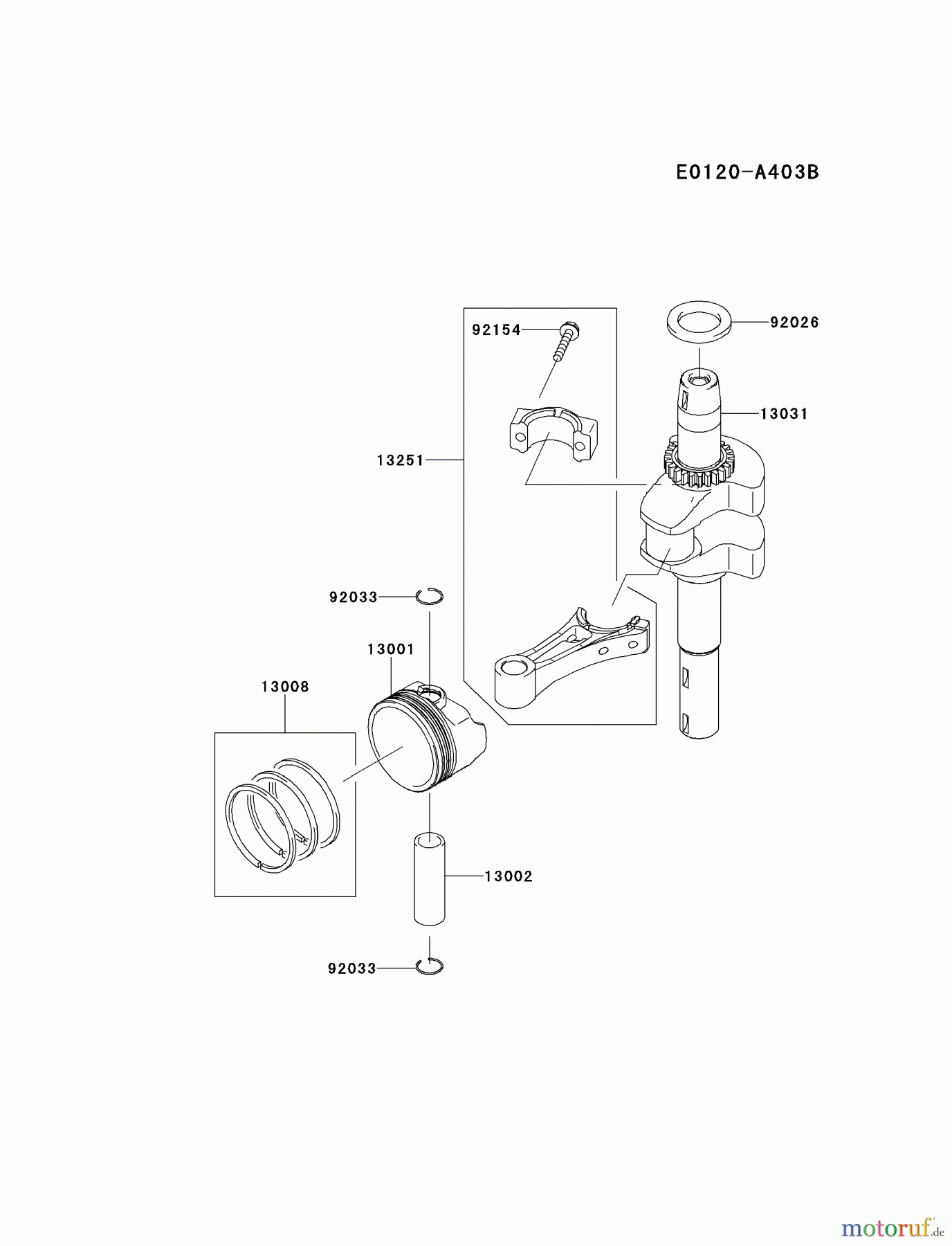  Kawasaki Motoren Motoren Vertikal FH641V - DS25 bis FS481V - BS13 FJ180V-AM13 - Kawasaki FJ180V 4-Stroke Engine PISTON/CRANKSHAFT