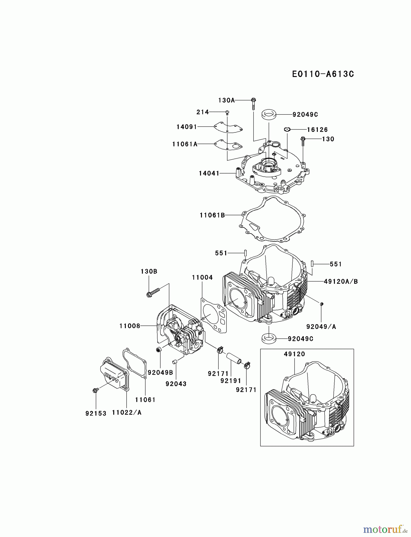  Kawasaki Motoren Motoren Vertikal FH641V - DS25 bis FS481V - BS13 FJ180V-CS01 - Kawasaki FJ180V 4-Stroke Engine CYLINDER/CRANKCASE