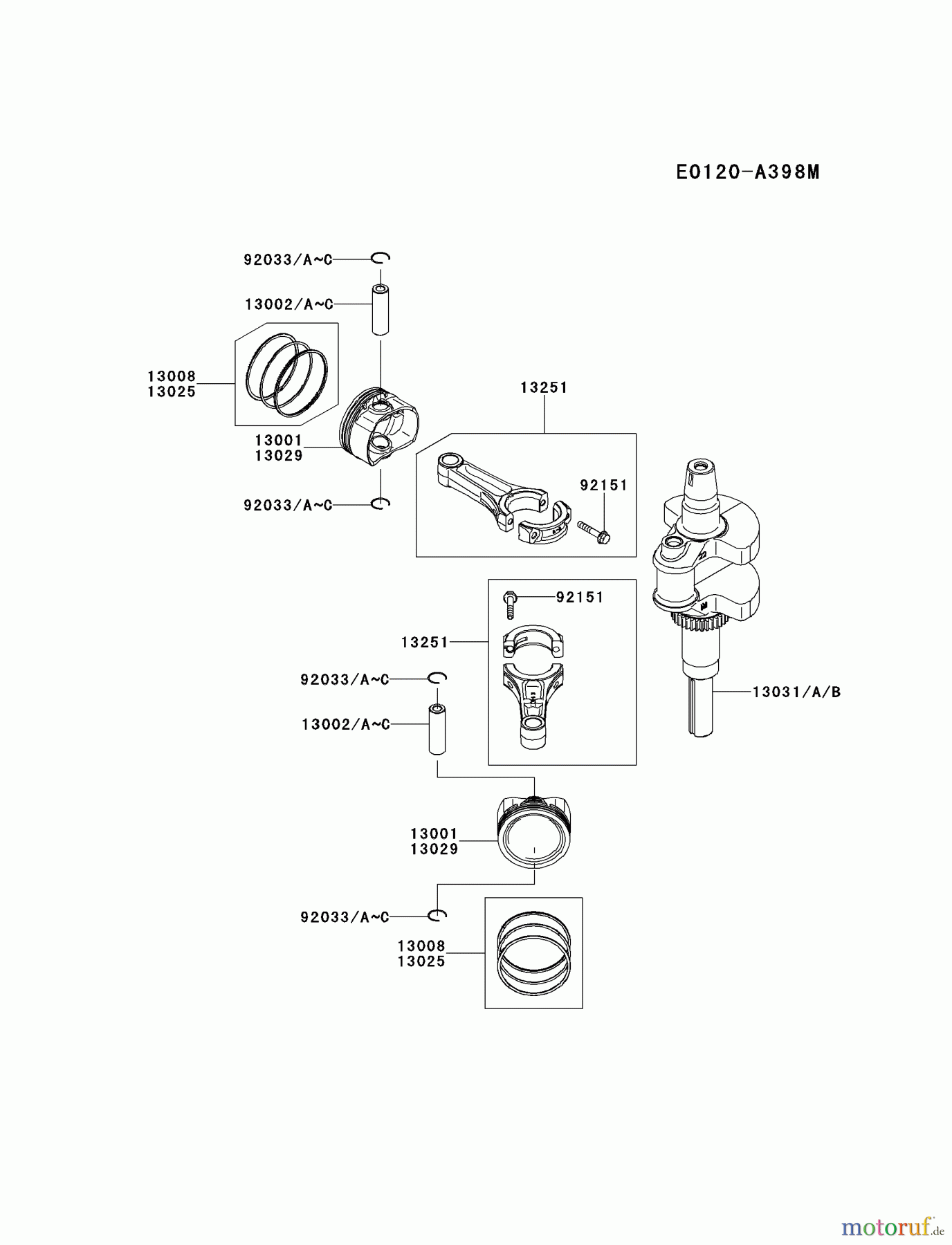 Kawasaki Motoren Motoren Vertikal FH641V - DS25 bis FS481V - BS13 FR691V-AS00 - Kawasaki FR691V 4-Stroke Engine PISTON/CRANKSHAFT