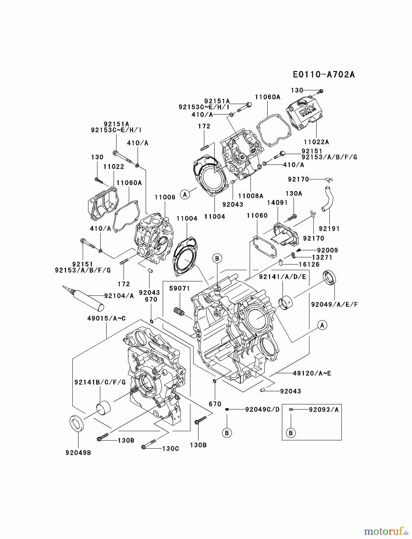  Kawasaki Motoren Motoren, Horizontal FD750D-DS00 - Kawasaki FD750D 4-Stroke Engine CYLINDER/CRANKCASE #2