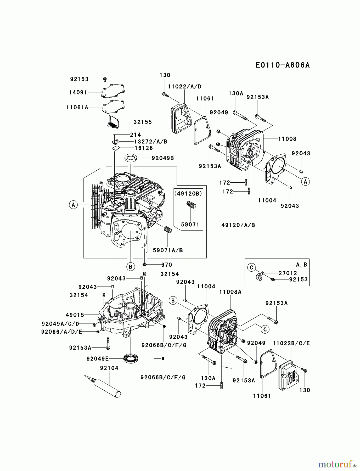  Kawasaki Motoren Motoren Vertikal FH641V - DS25 bis FS481V - BS13 FS481V-BS13 - Kawasaki FS481V 4-Stroke Engine CYLINDER/CRANKCASE #1