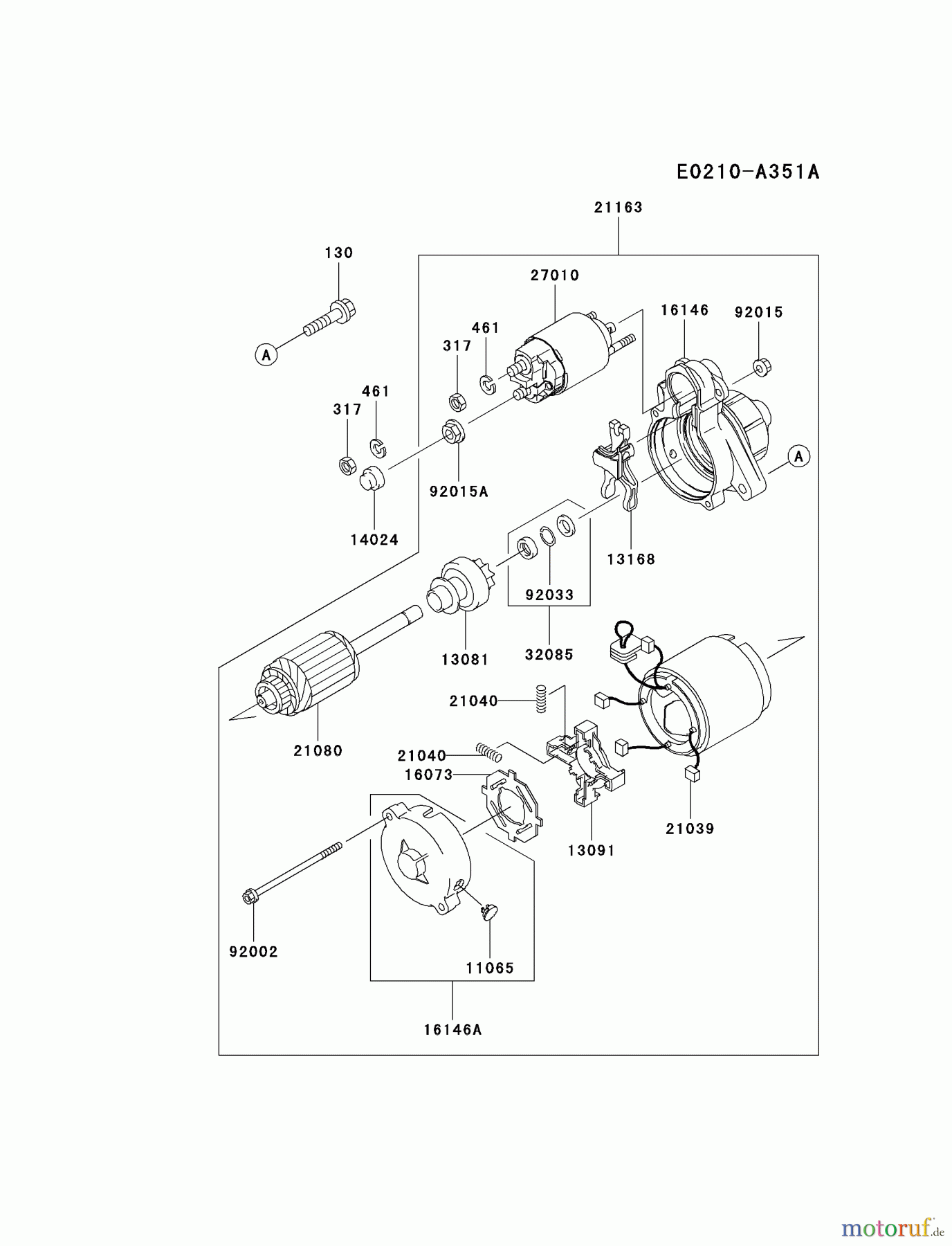  Kawasaki Motoren Motoren, Horizontal FD750D-BS01 - Kawasaki FD750D 4-Stroke Engine STARTER