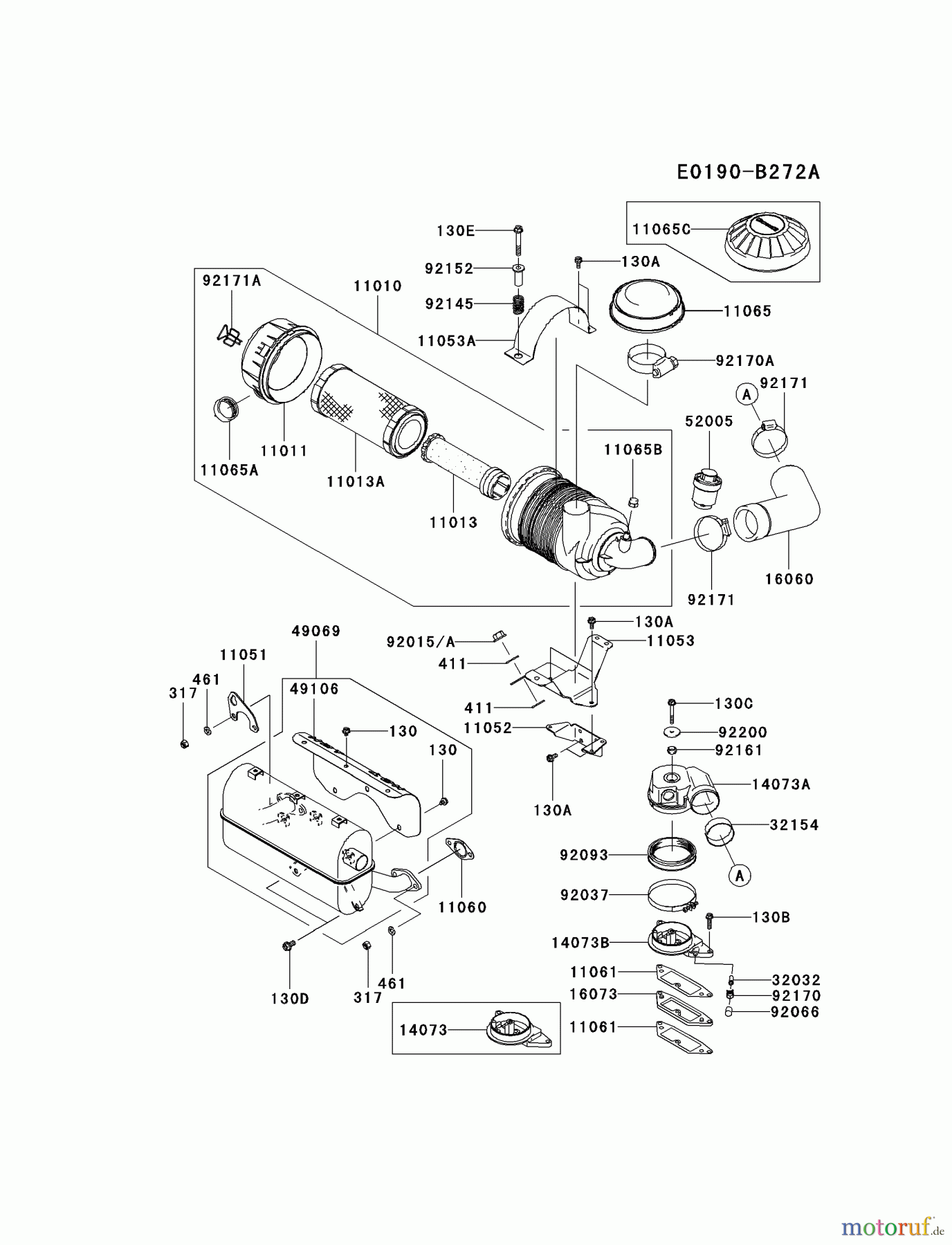  Kawasaki Motoren Motoren, Horizontal FD791D-CS01 - Kawasaki FD791D 4-Stroke Engine AIR-FILTER/MUFFLER #1