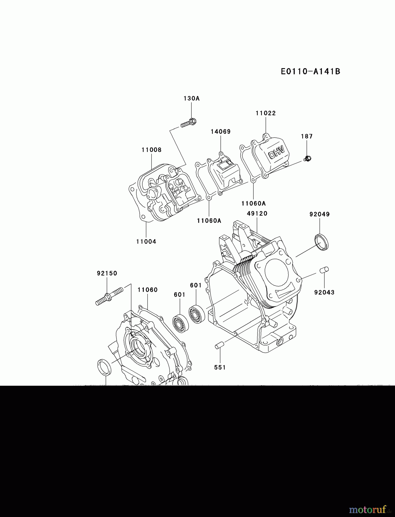  Kawasaki Motoren Motoren, Horizontal FE120D-CS07 - Kawasaki FE120D 4-Stroke Engine CYLINDER/CRANKCASE