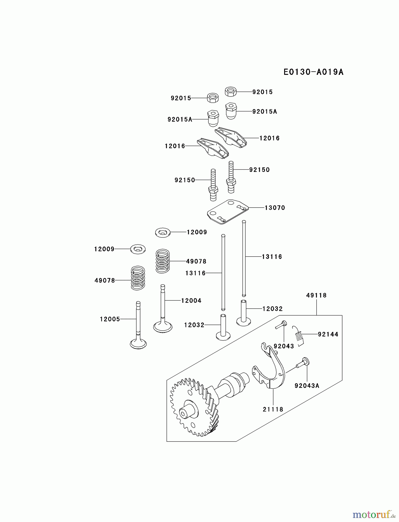  Kawasaki Motoren Motoren, Horizontal FE170D-AS01 - Kawasaki FE170D 4-Stroke Engine VALVE/CAMSHAFT