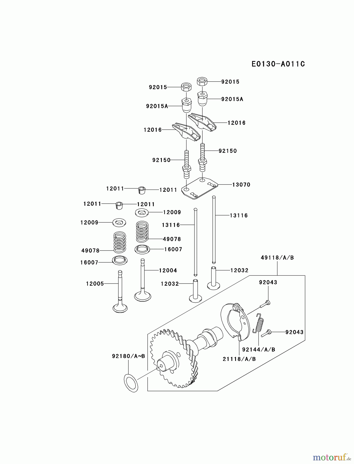  Kawasaki Motoren Motoren, Horizontal FE250D-AS00 - Kawasaki FE250D 4-Stroke Engine VALVE/CAMSHAFT