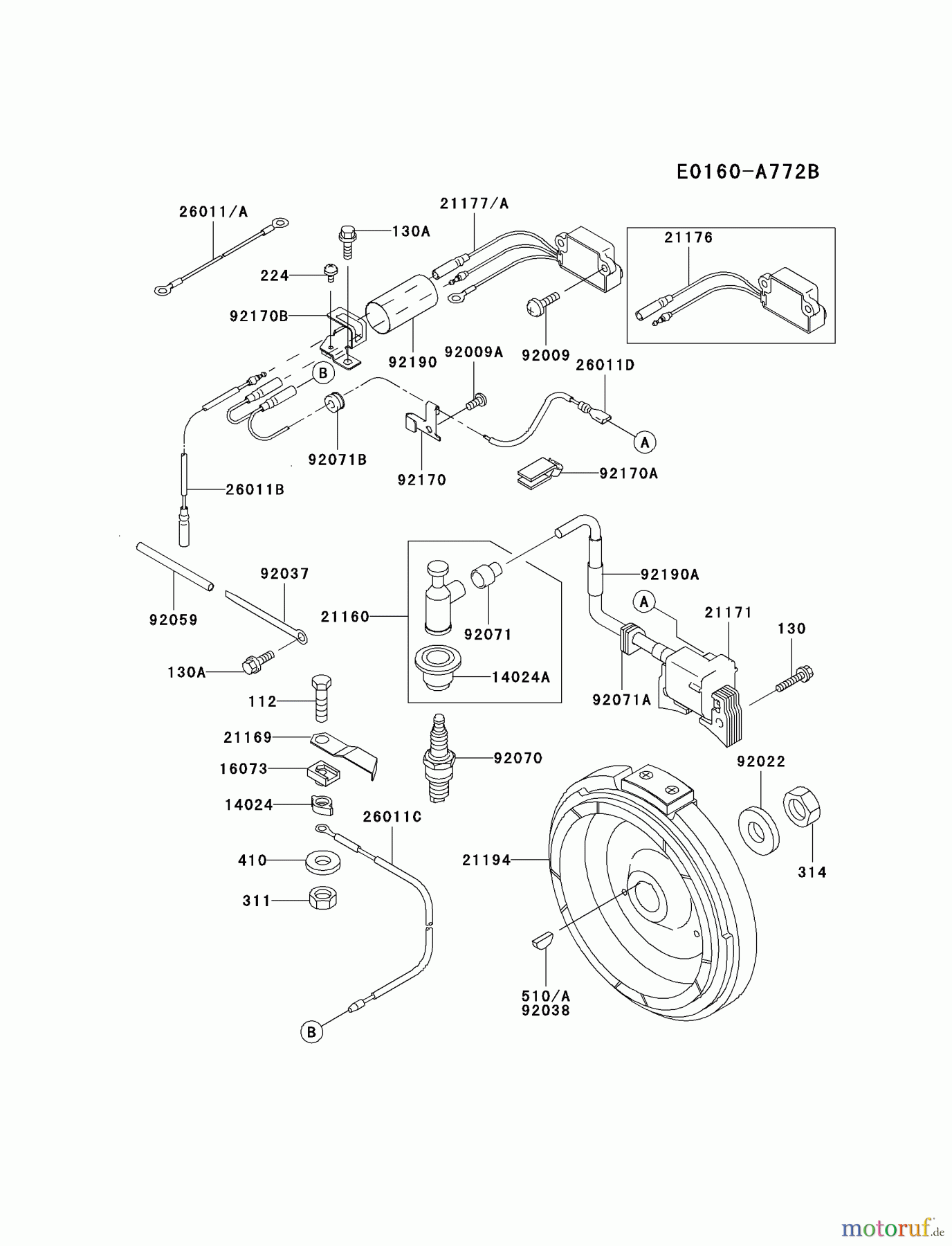  Kawasaki Motoren Motoren, Horizontal FE250D-DS05 - Kawasaki FE250D 4-Stroke Engine ELECTRIC-EQUIPMENT