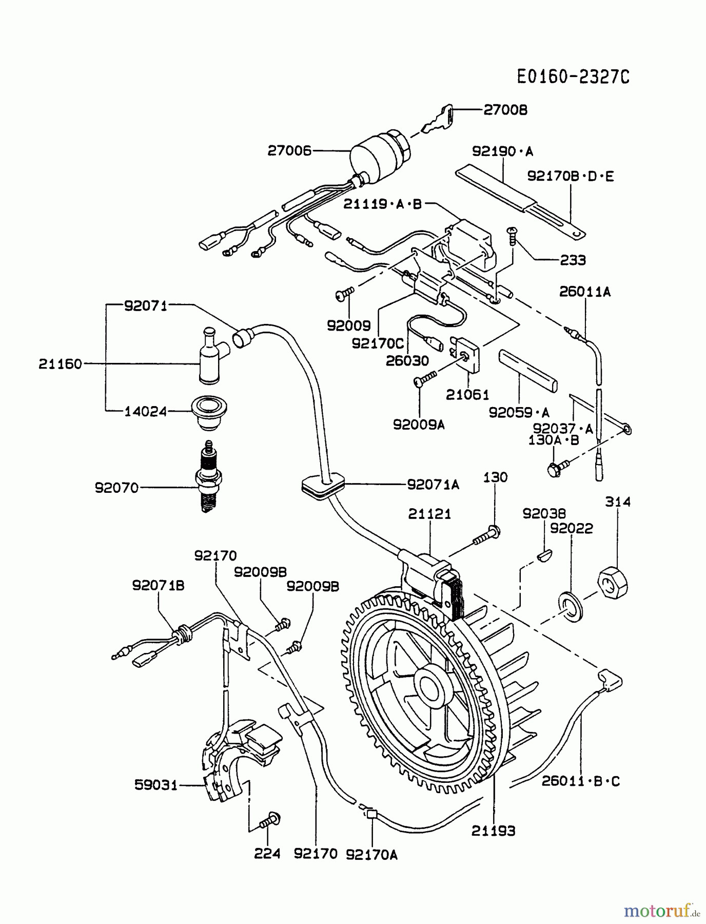  Kawasaki Motoren Motoren, Horizontal FE290D-AS02 - Kawasaki FE290D 4-Stroke Engine ELECTRIC-EQUIPMENT