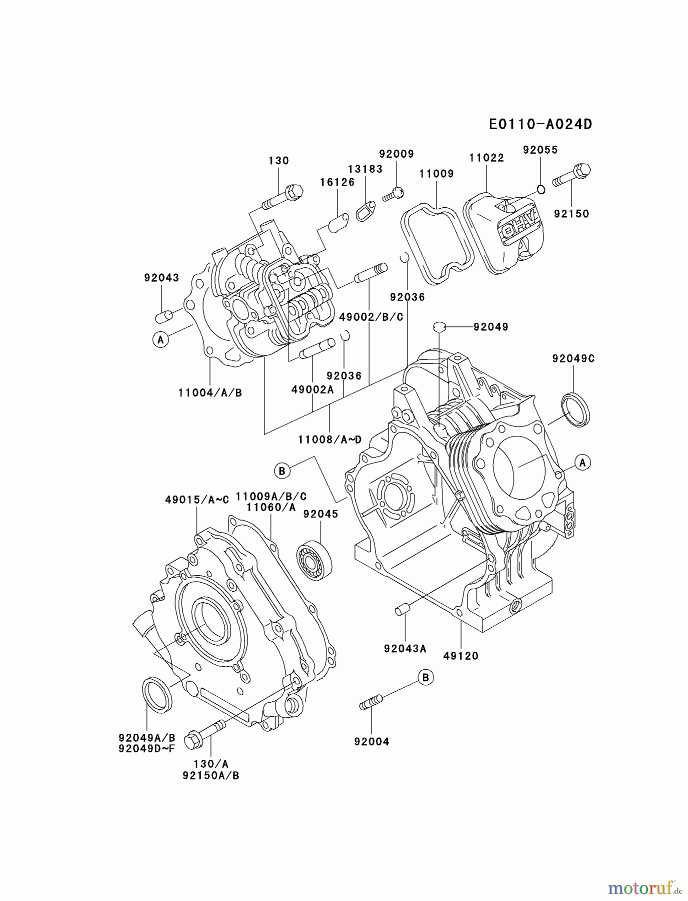  Kawasaki Motoren Motoren, Horizontal FE290D-AS03 - Kawasaki FE290D 4-Stroke Engine CYLINDER/CRANKCASE #1