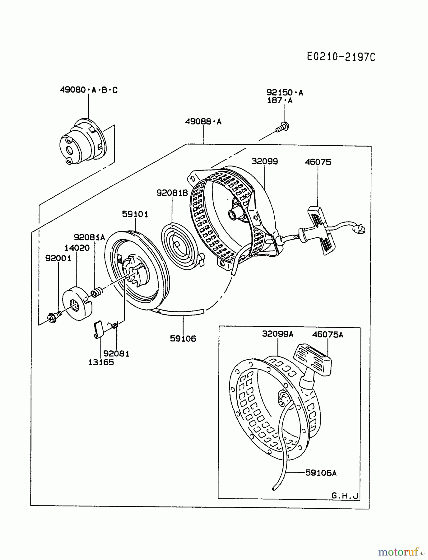  Kawasaki Motoren Motoren, Horizontal FA210D-GS05 - Kawasaki FA210D 4-Stroke Engine STARTER