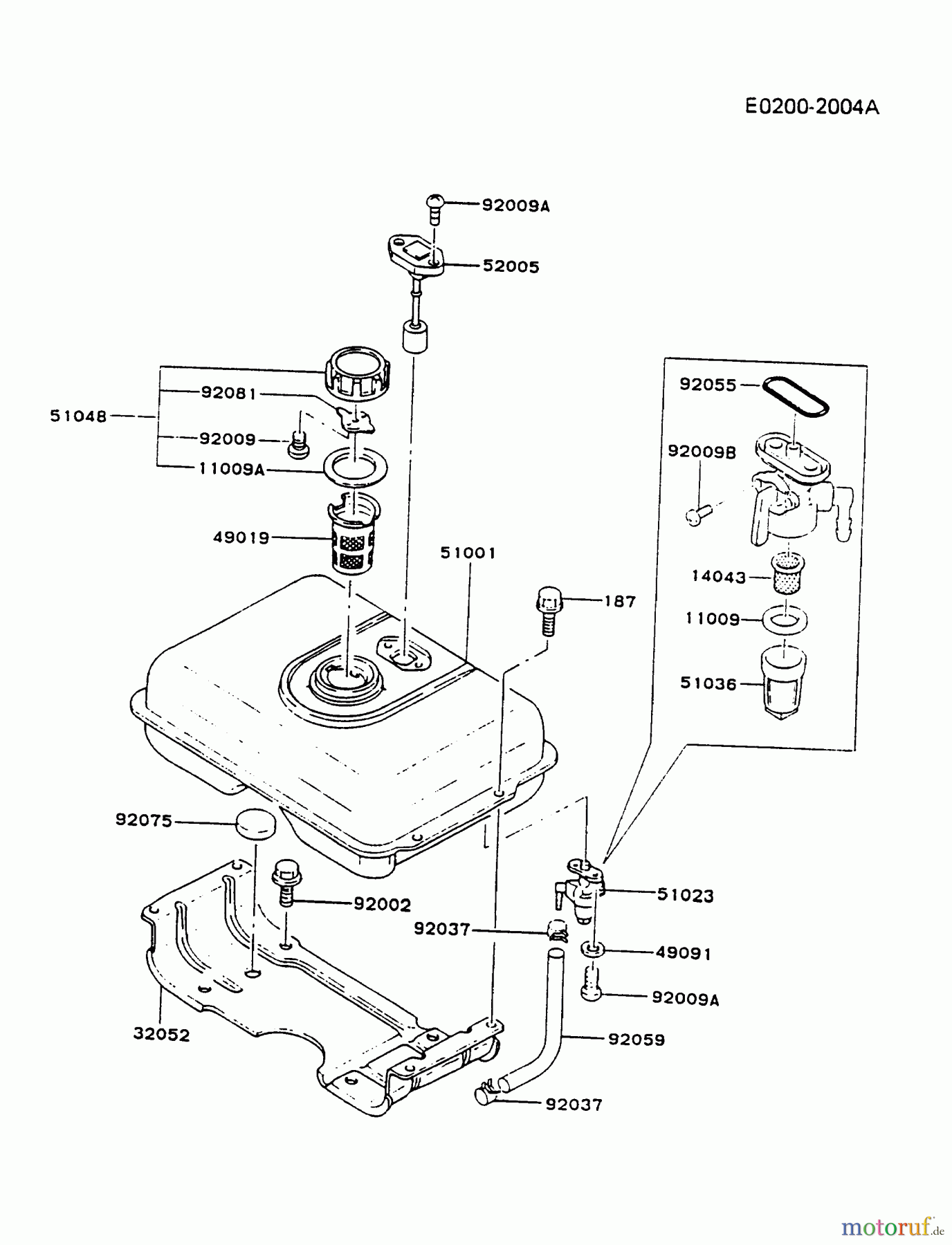  Kawasaki Motoren Motoren, Horizontal FG270G-AS00 - Kawasaki FG270G 4-Stroke Engine FUEL-TANK/FUEL-VALVE