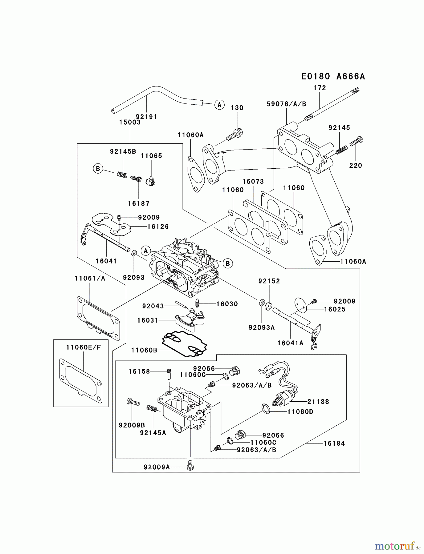  Kawasaki Motoren Motoren, Horizontal FH721D-BS05 - Kawasaki FH721D 4-Stroke Engine CARBURETOR