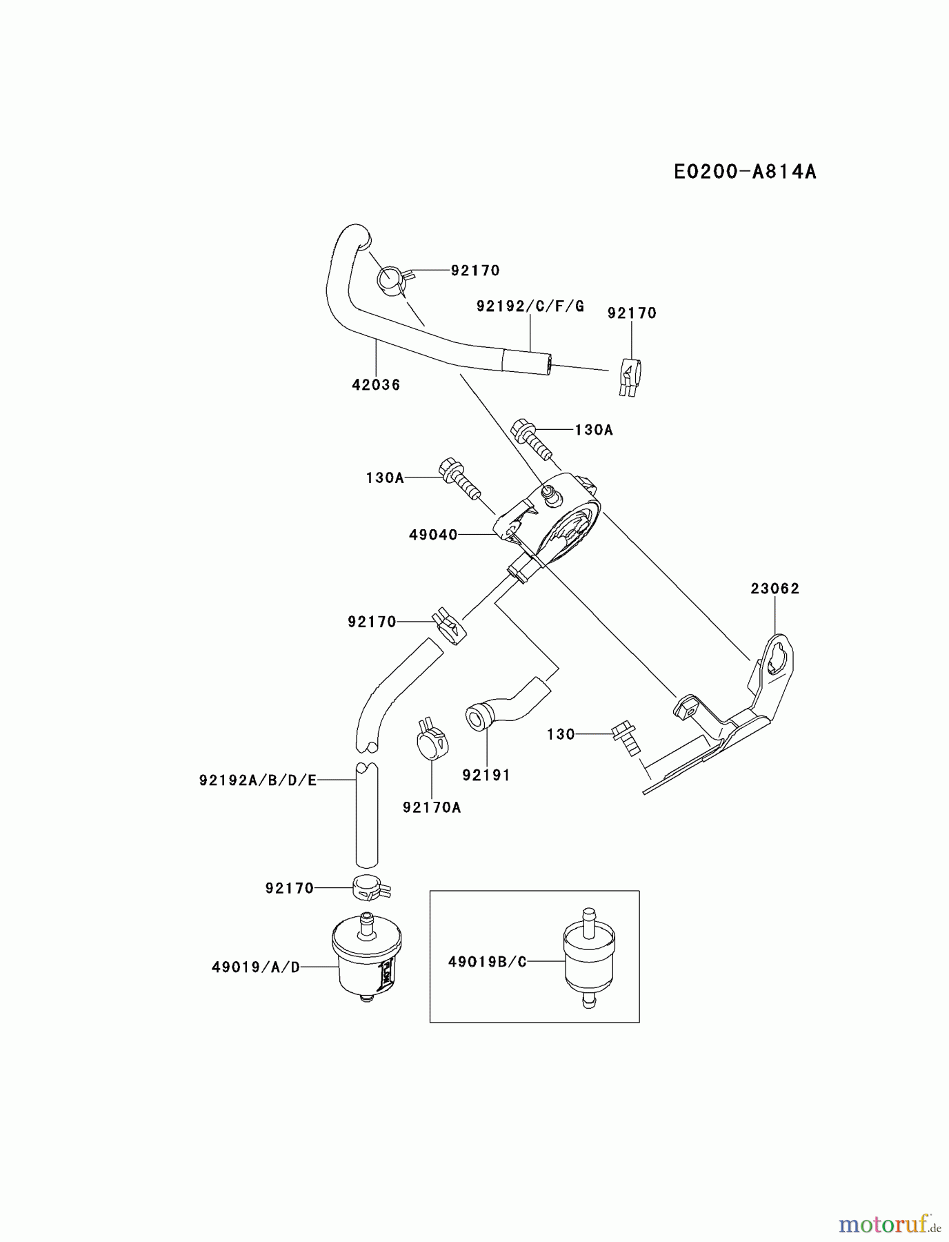  Kawasaki Motoren Motoren, Horizontal FH770D-DS01 - Kawasaki FH770D 4-Stroke Engine FUEL-TANK/FUEL-VALVE