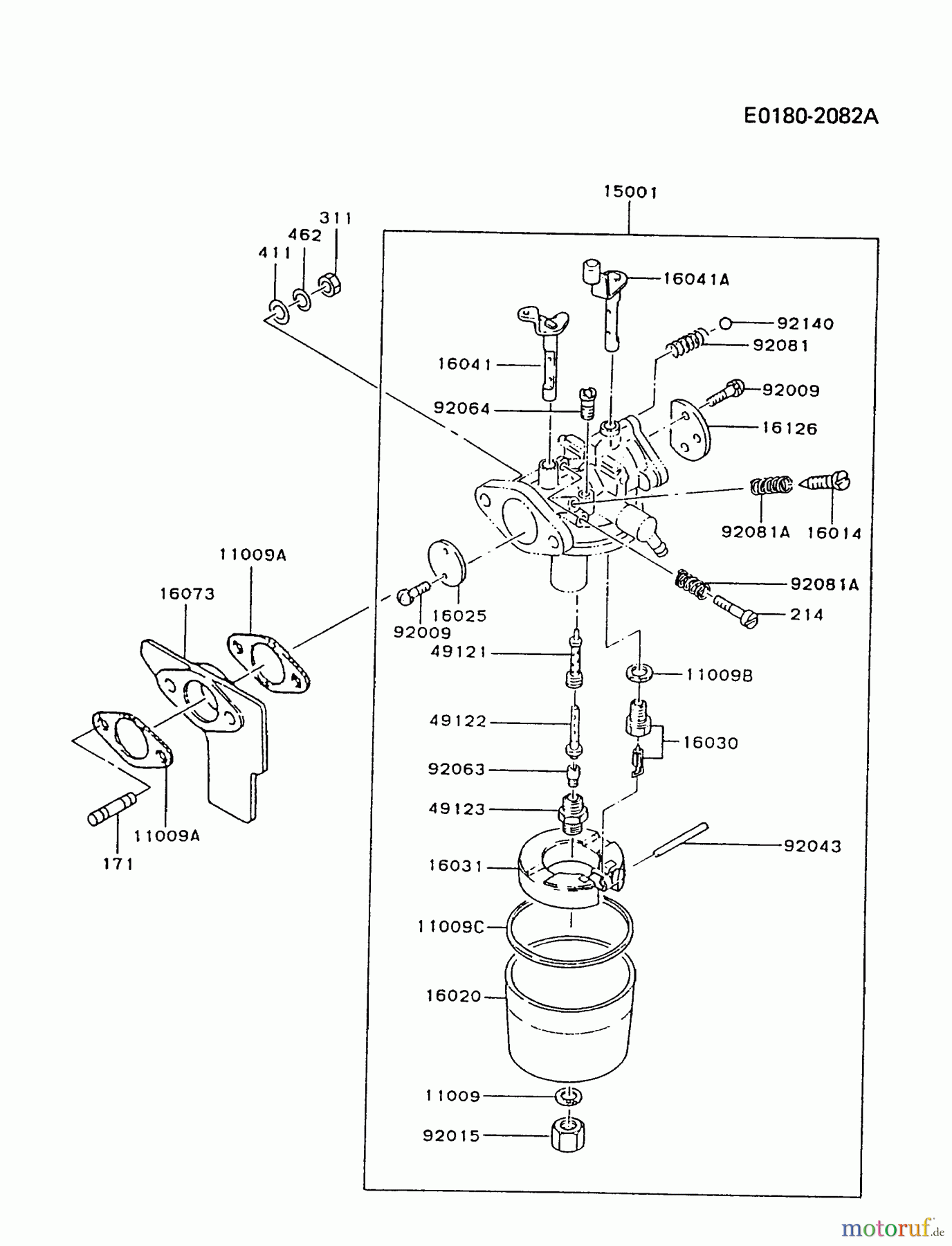  Kawasaki Motoren Motoren, Horizontal FZ340G-CS00 - Kawasaki FZ340G 4-Stroke Engine CARBURETOR