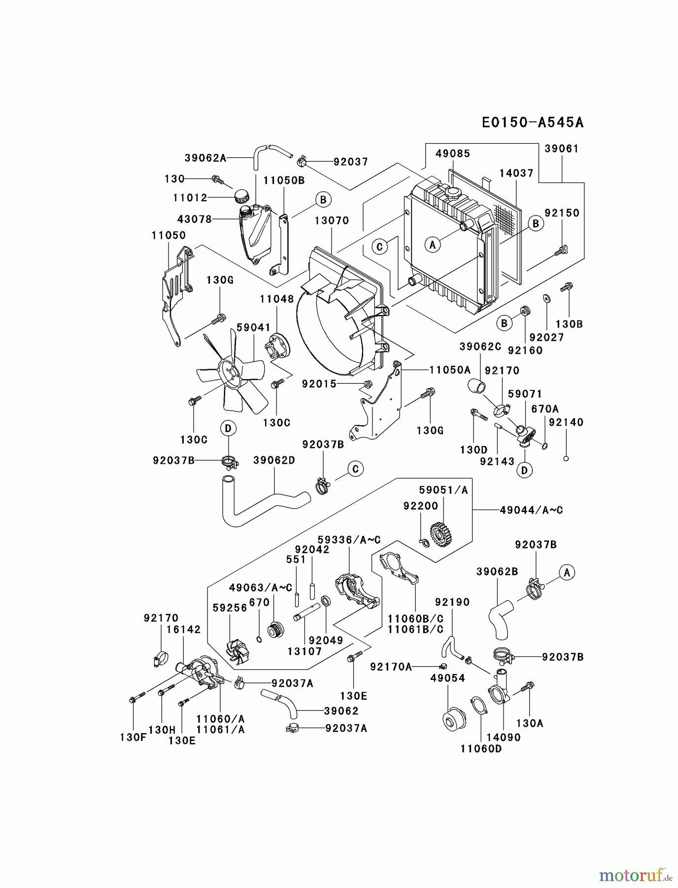  Kawasaki Motoren Motoren, Horizontal FD501D-BS00 - Kawasaki FD501D 4-Stroke Engine COOLING-EQUIPMENT #1