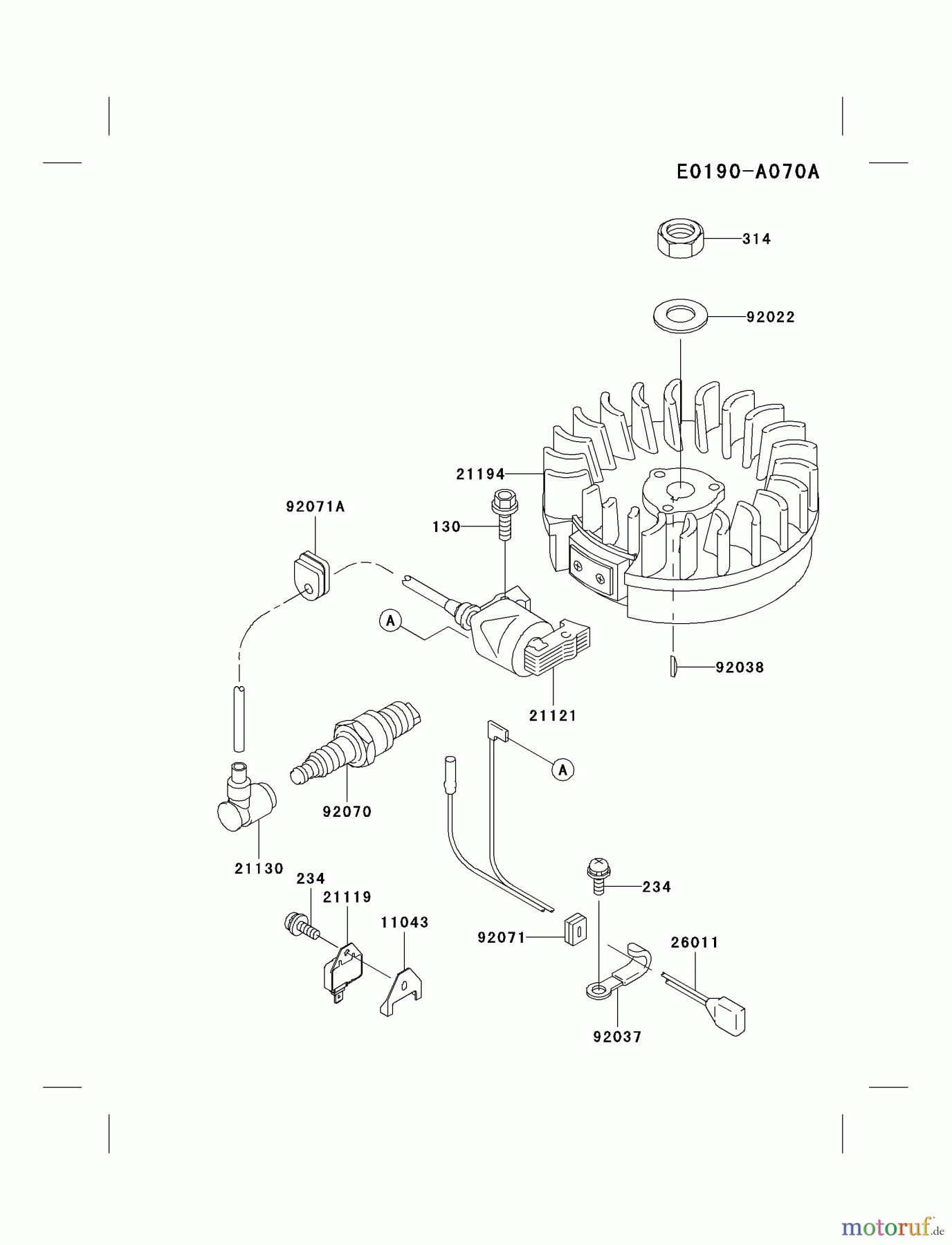 Kawasaki Motoren Motoren Vertikal FA210V - AS02 bis FH641V - DS24 FB460V-KS01 - Kawasaki FB460V 4-Stroke Engine ELECTRIC-EQUIPMENT
