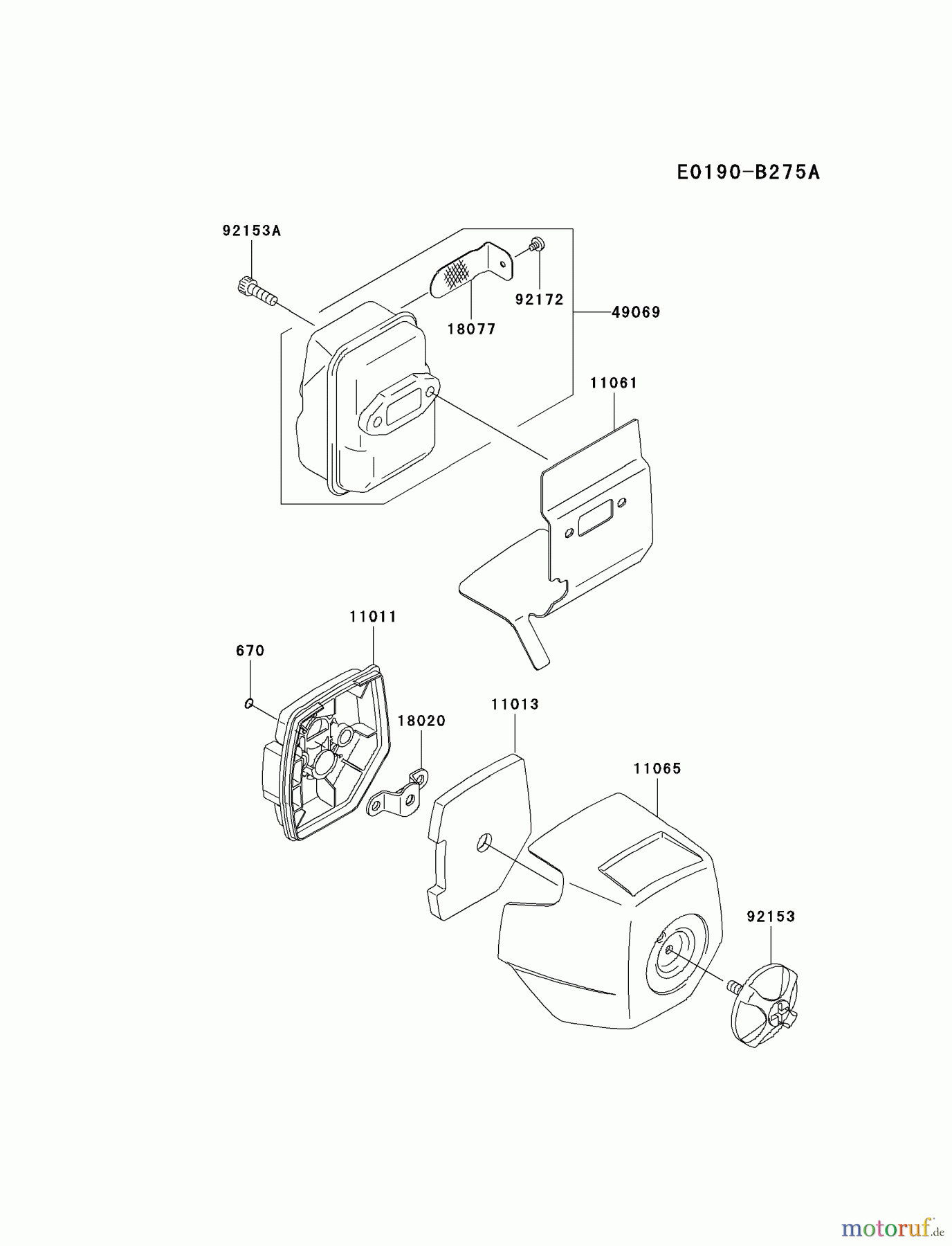  Kawasaki Geräte Trimmer, Faden / Bürste KBL27C-A3 (KBL27C) - Kawasaki Brush Cutter AIR-FILTER/MUFFLER