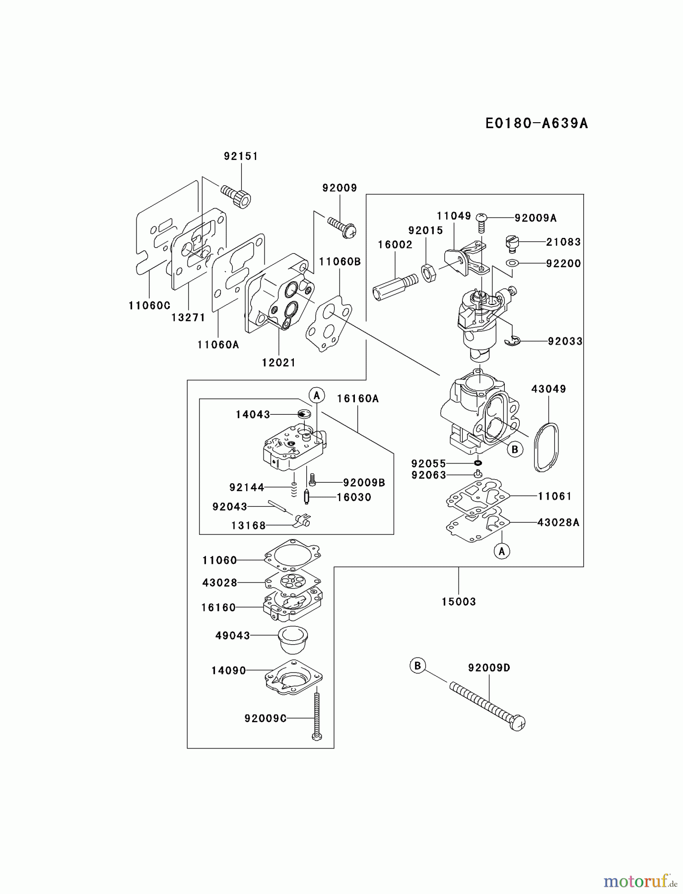  Kawasaki Geräte Trimmer, Faden / Bürste KTR26AC-A1 (KTR26AC) - Kawasaki Grass Trimmer CARBURETOR