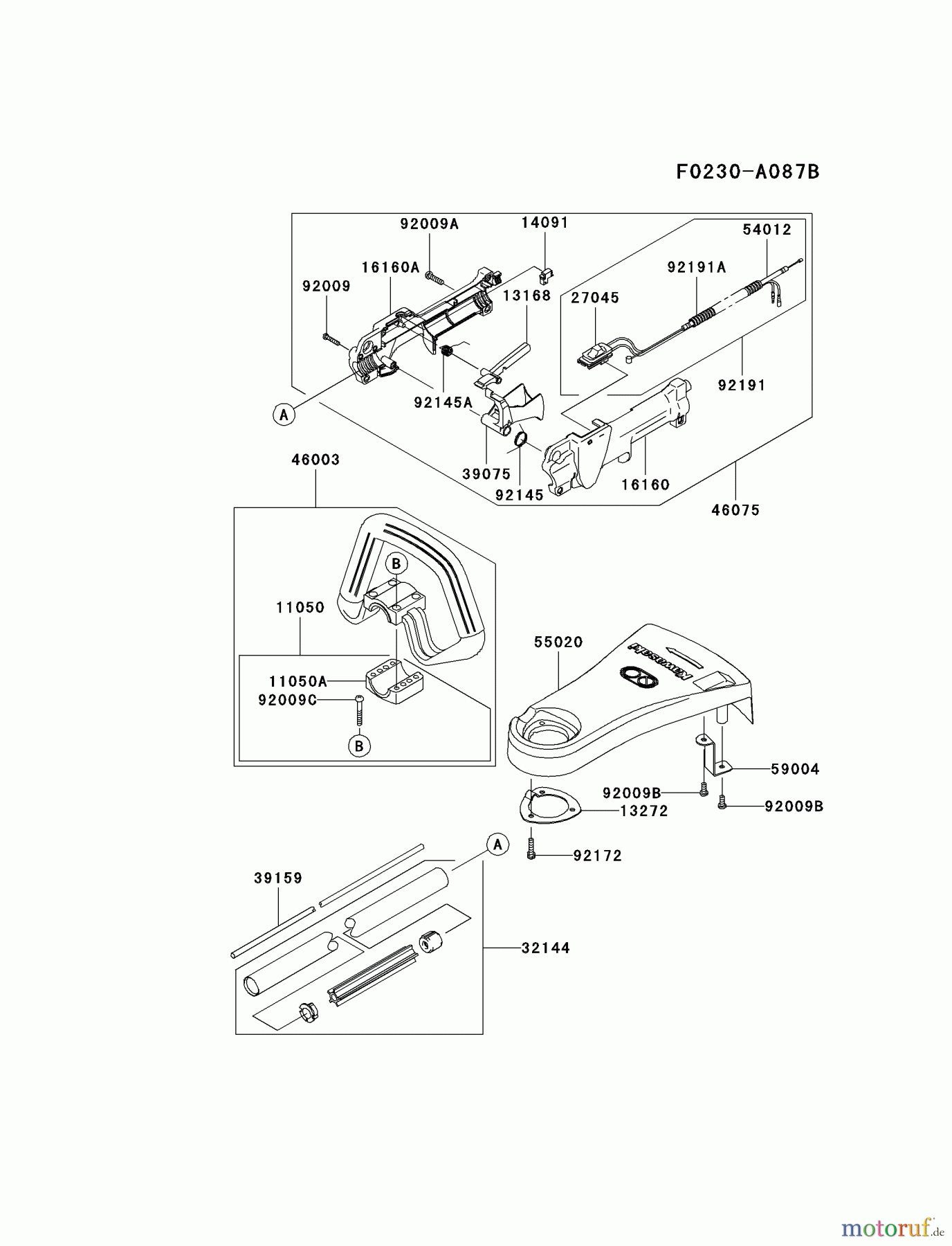  Kawasaki Geräte Trimmer, Faden / Bürste KTF27A-A2 (KTF27A) - Kawasaki Grass Trimmer PIPE/HANDLE/GUARD