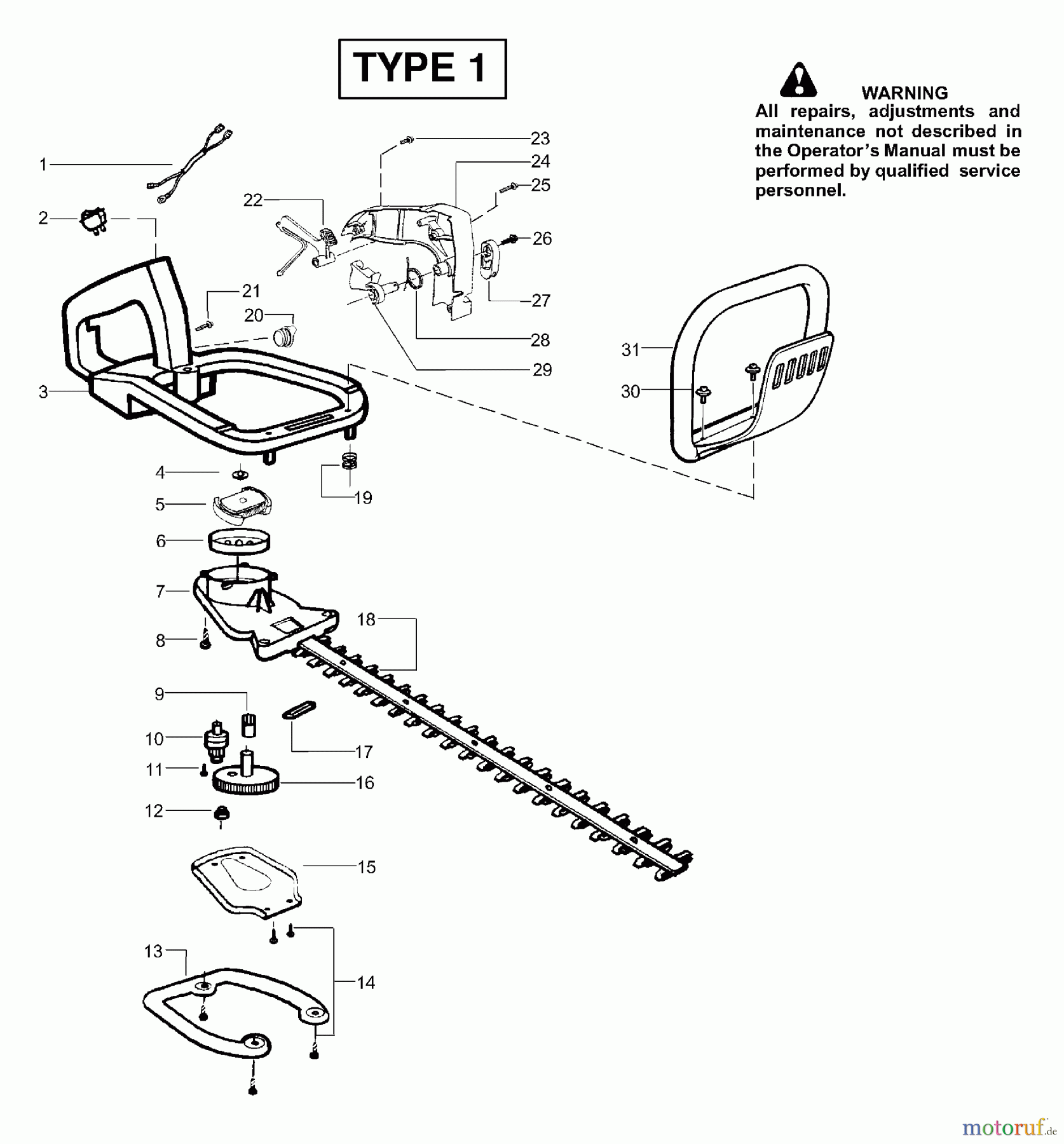  Poulan / Weed Eater Heckenscheren GHT220LE (Type 1) - Weed Eater Hedge Trimmer Handle & Blade Assembly Type 1