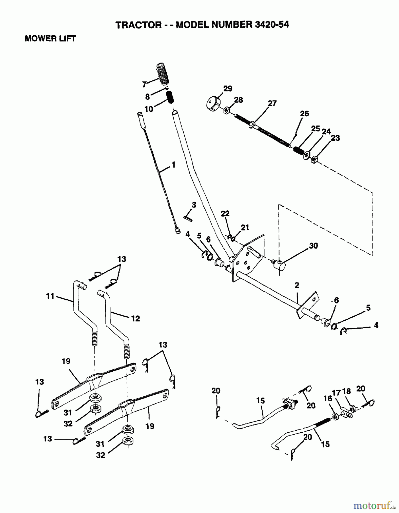 Poulan / Weed Eater Rasen und Gartentraktoren 342054 - Poulan Lawn Tractor (2006-03) MOWER LIFT LEVER