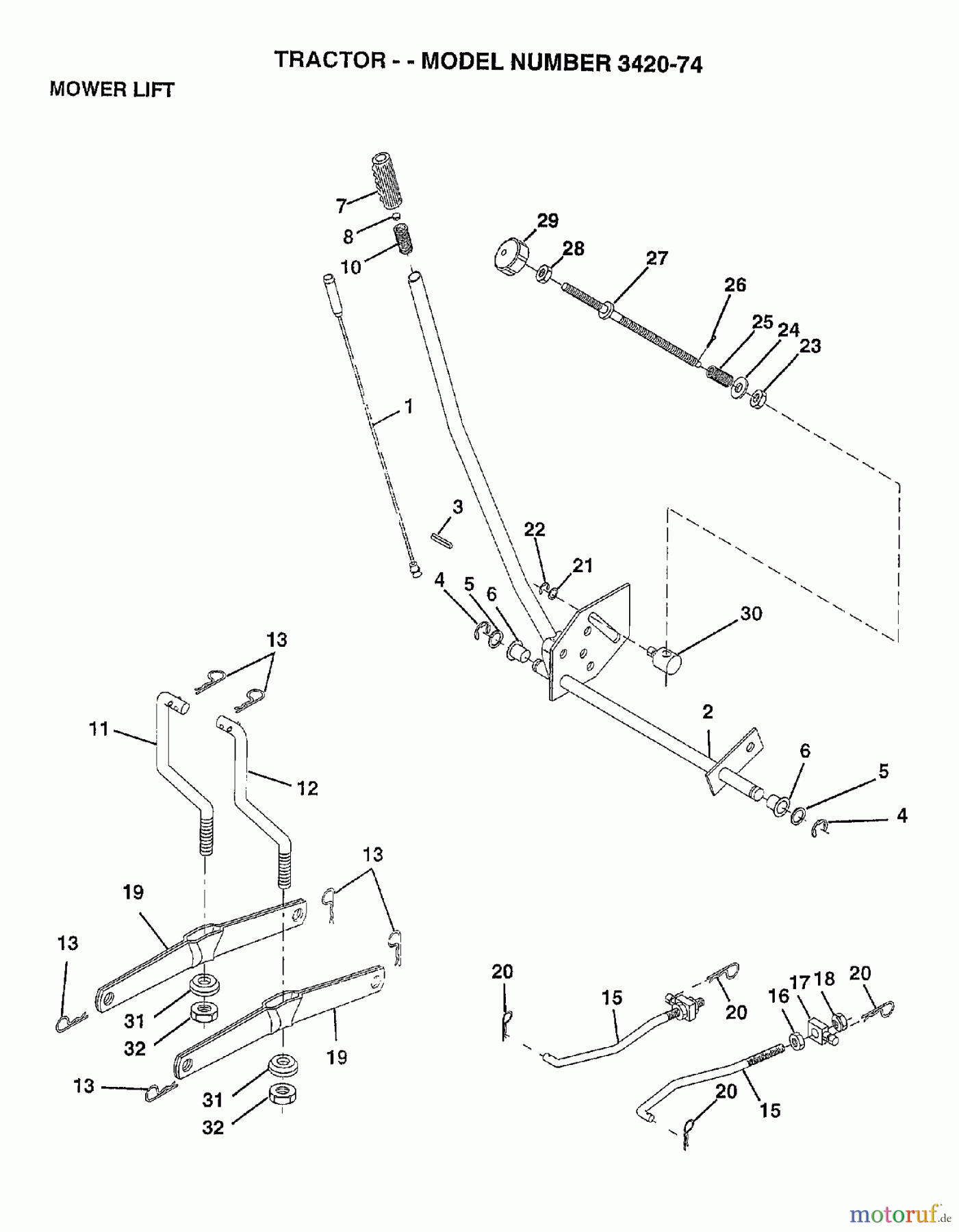 Poulan / Weed Eater Rasen und Gartentraktoren 342074 - Poulan Lawn Tractor (2006-10) MOWER LIFT LEVER