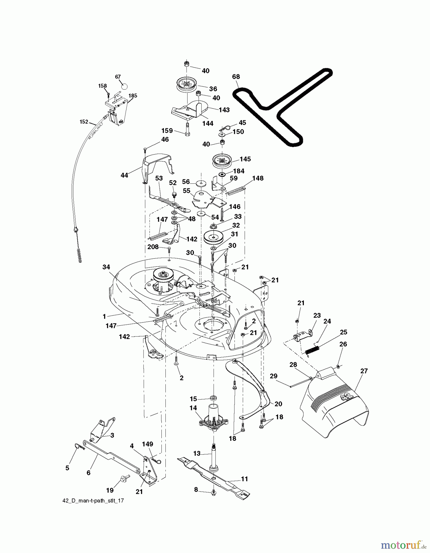  Poulan / Weed Eater Rasen und Gartentraktoren PO17542LT (96012012001) - Poulan Lawn Tractor (2011-08) MOWER DECK / CUTTING DECK