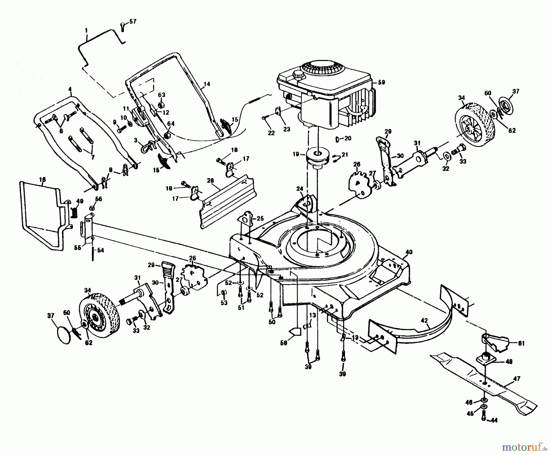  Poulan / Weed Eater Rasenmäher PP750PJA - Poulan Pro Walk-Behind Mower MOWER HOUSING, ENGINE B/S 124702